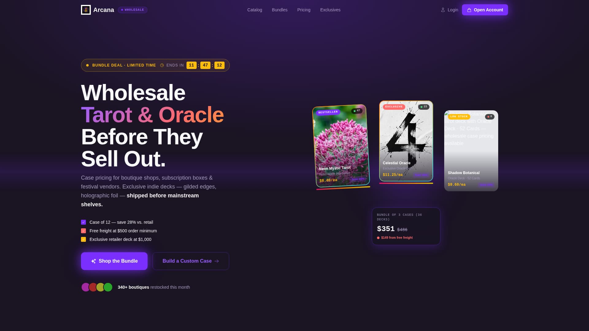 Arcana - Electric Tarot Landing Page Template