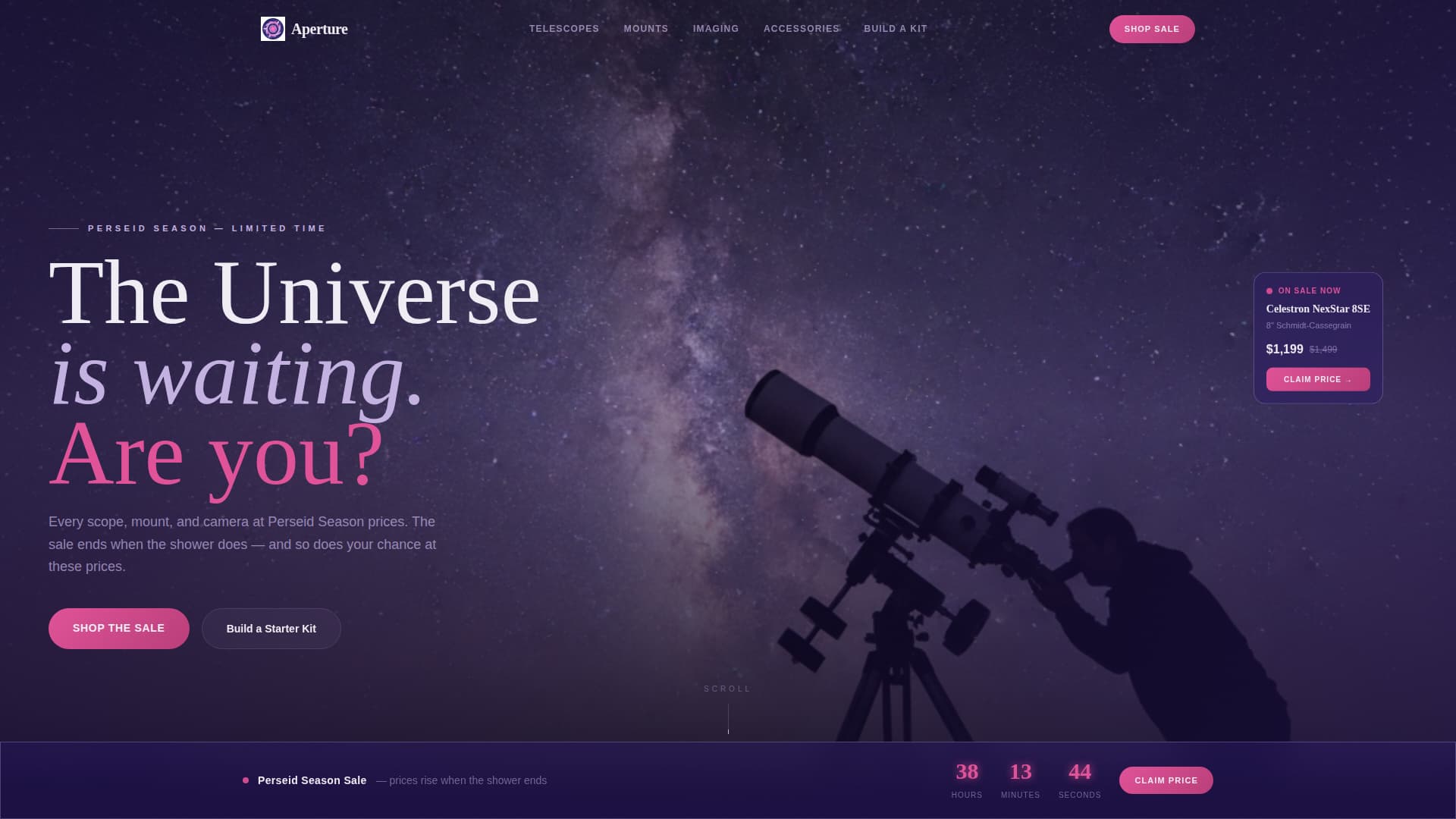 Aperture - Urgent Astronomy Landing Page Template