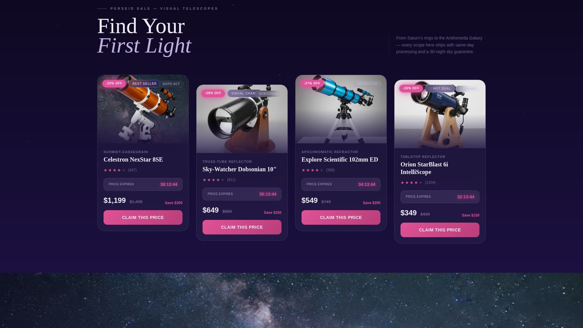 Aperture - Urgent Astronomy Landing Page Template