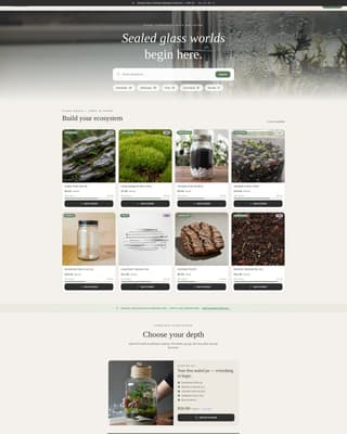 Terrarium - Thriving Hobbysupply Landing Page Template