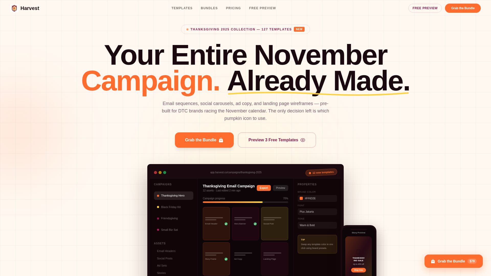 Harvest - Readymade Thanksgiving Landing Page Template
