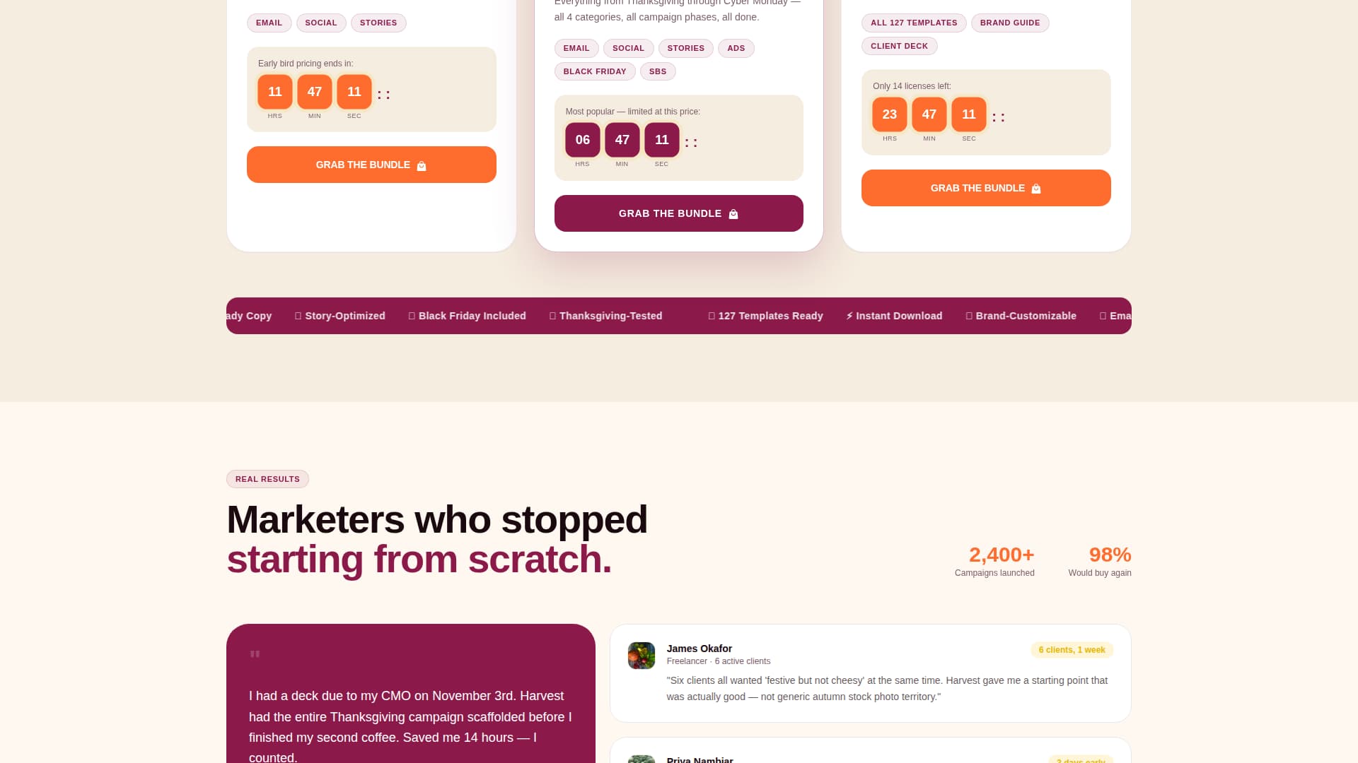 Harvest - Readymade Thanksgiving Landing Page Template
