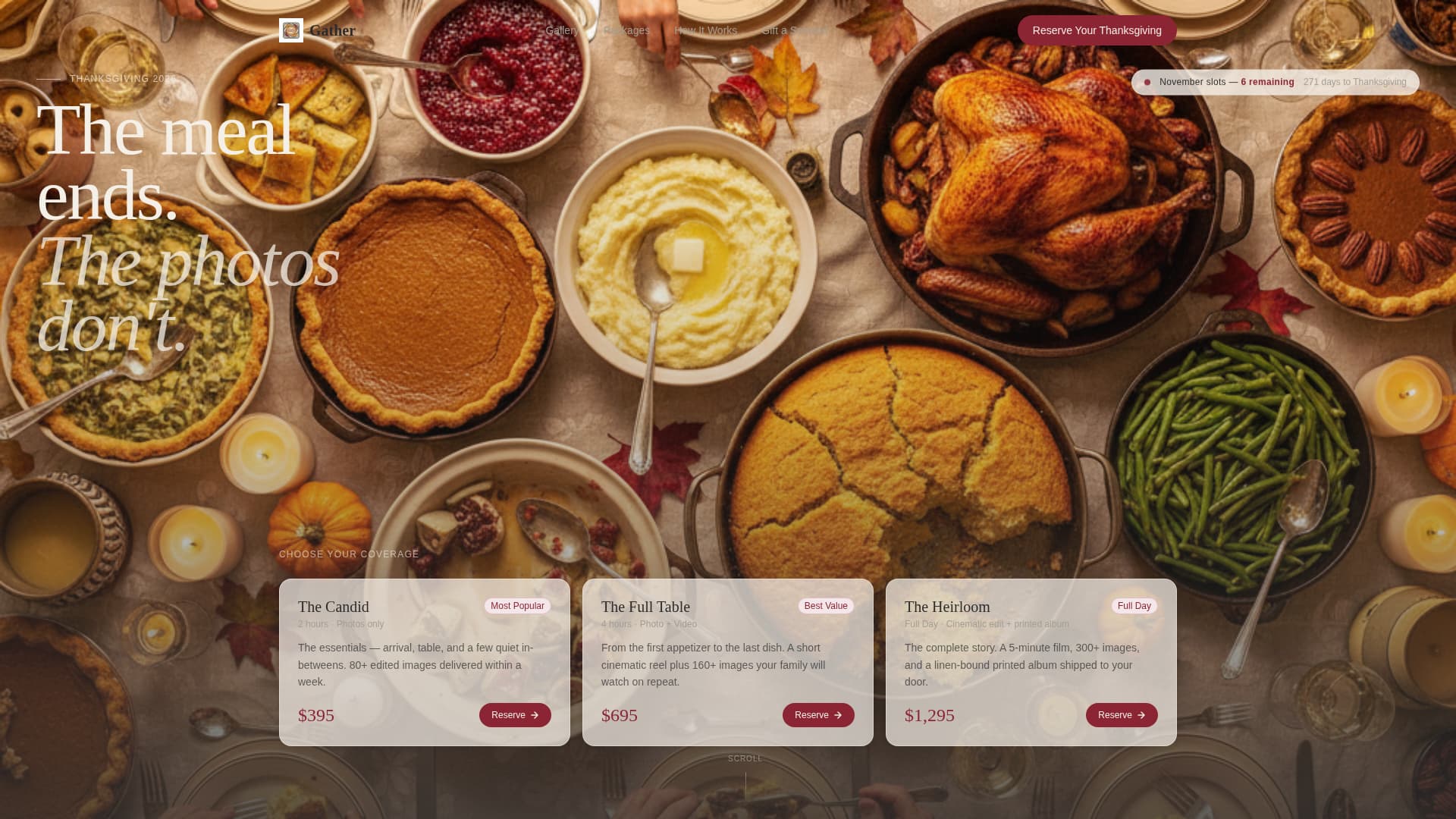 Gather - Heartfelt Thanksgiving Landing Page Template