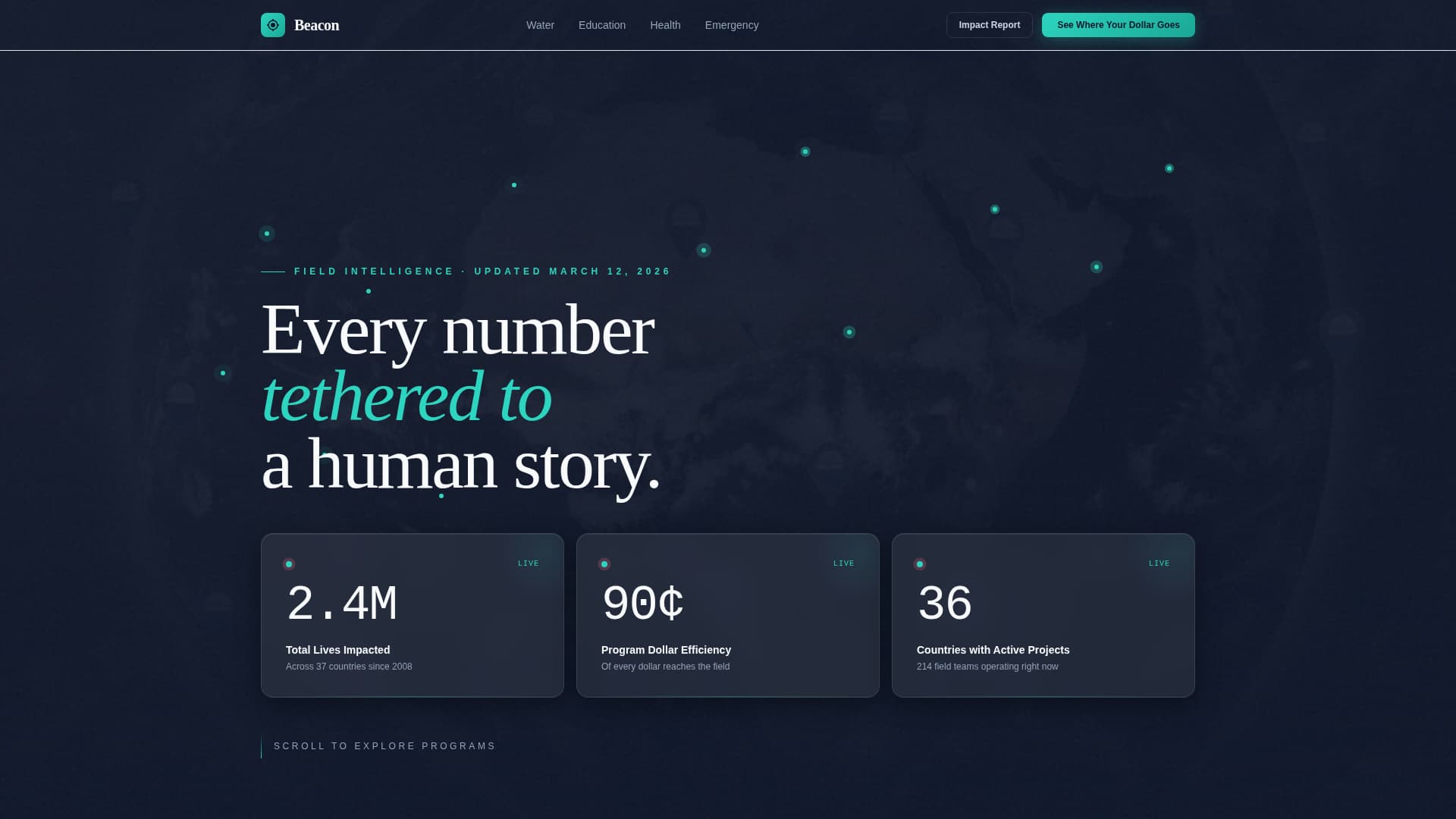 Beacon - Transparent Nonprofit Landing Page Template