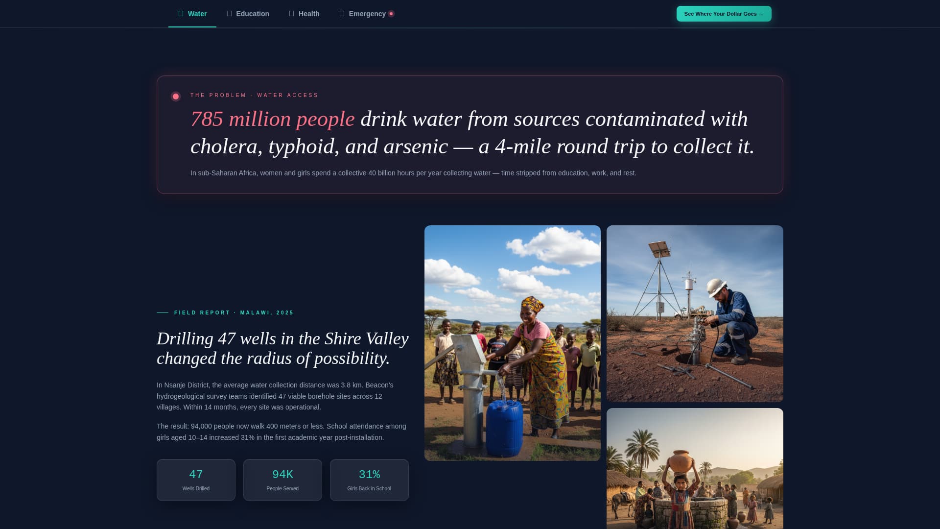 Beacon - Transparent Nonprofit Landing Page Template