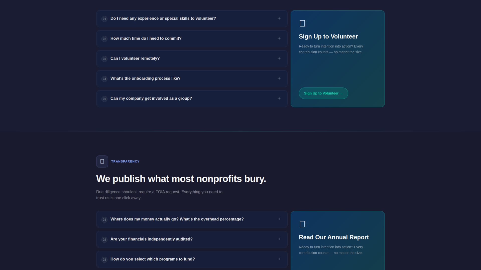 Nonprofit Organization FAQ Website Template