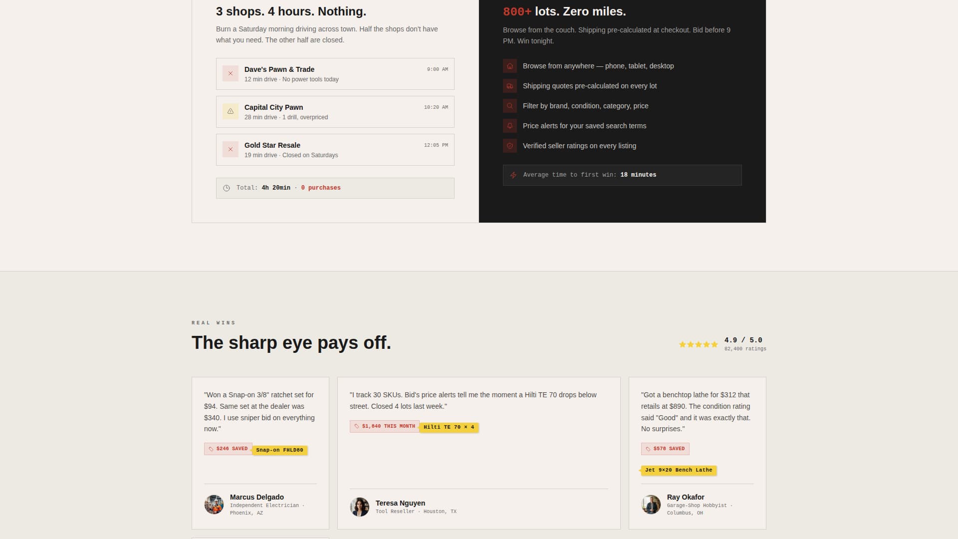 Bid - Powerful Toolsauction Landing Page Template