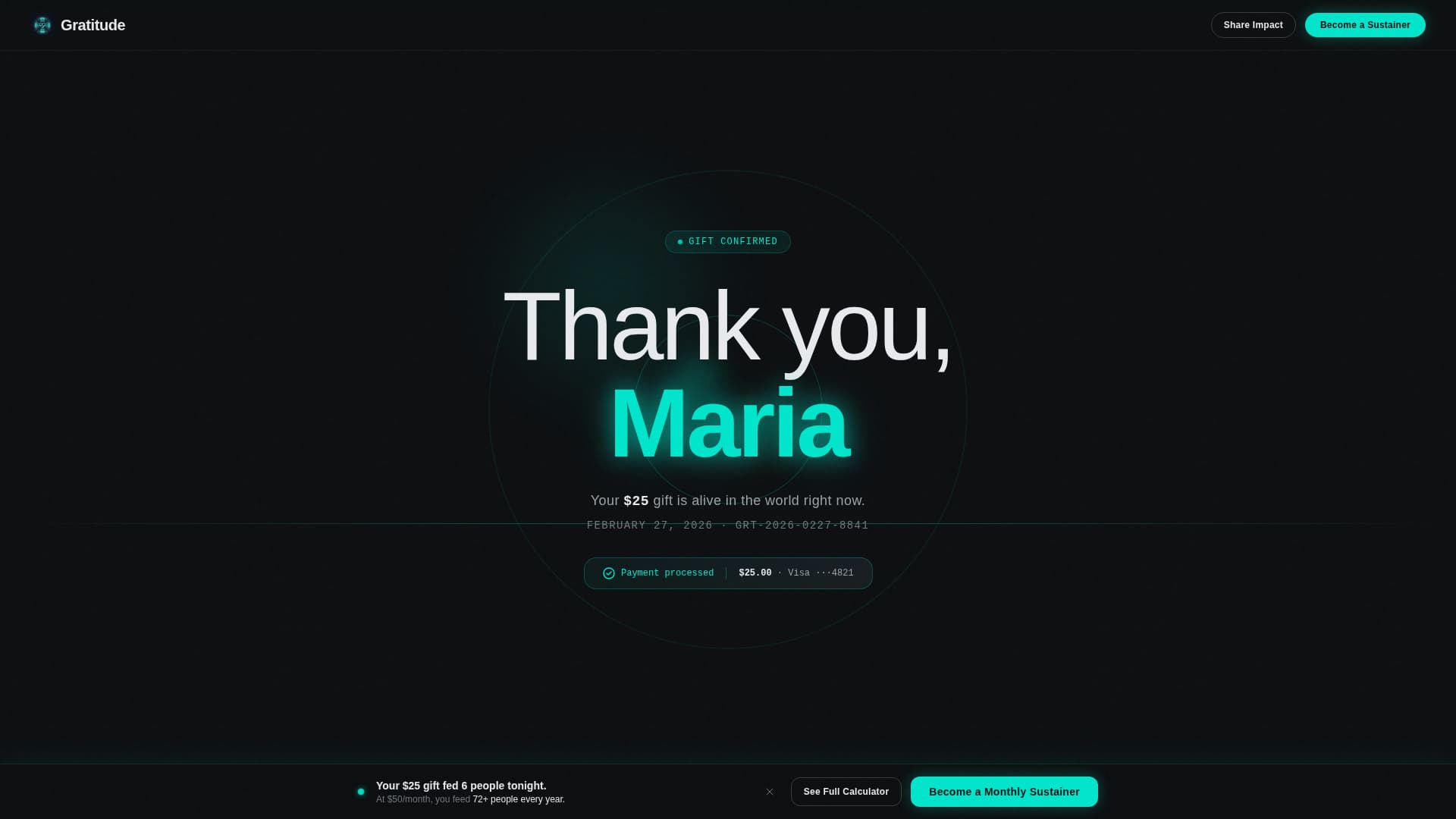 Gratitude - Luminous Nonprofit Landing Page Template