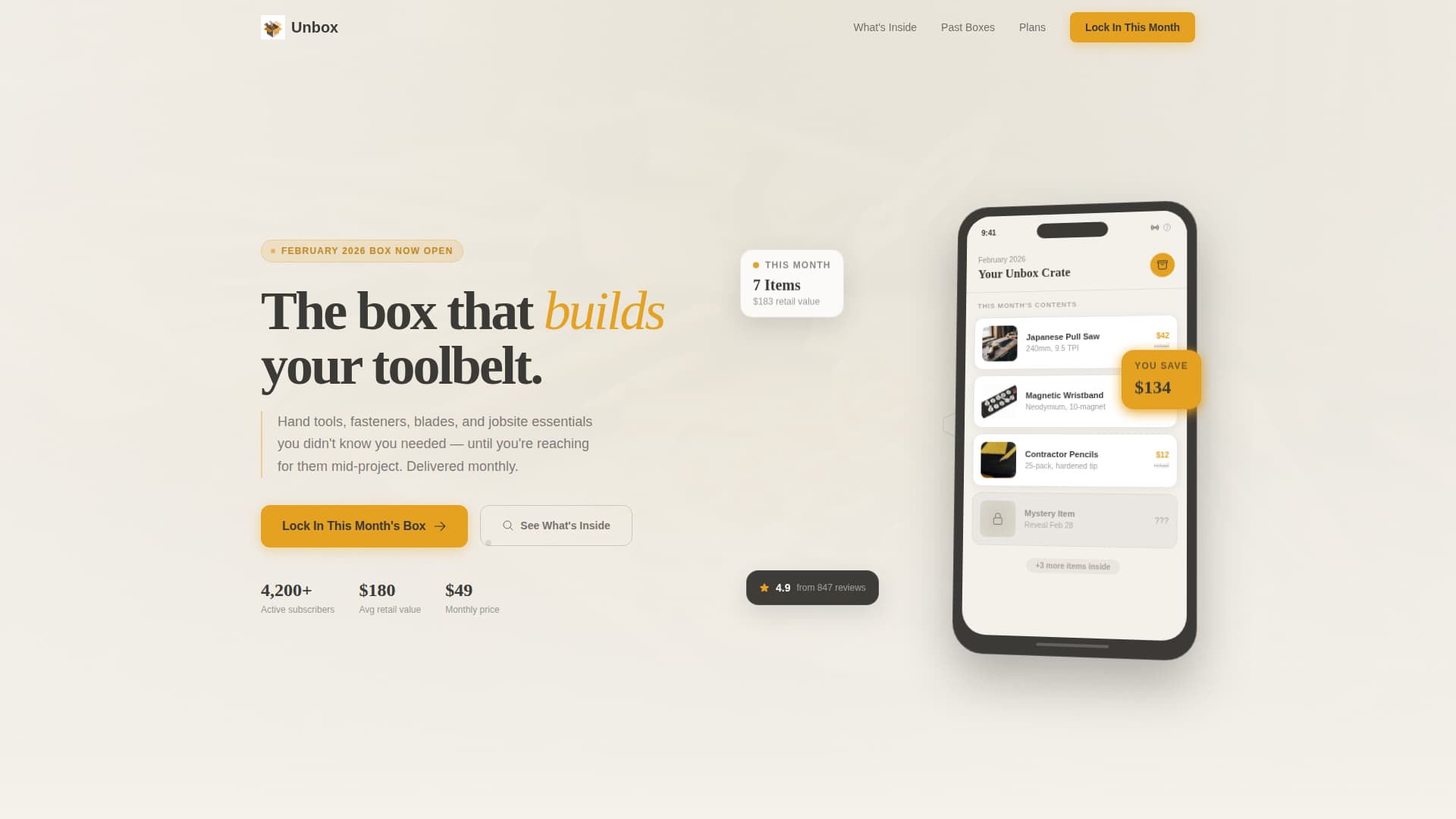 Unbox - Premium Toolssubscription Landing Page Template