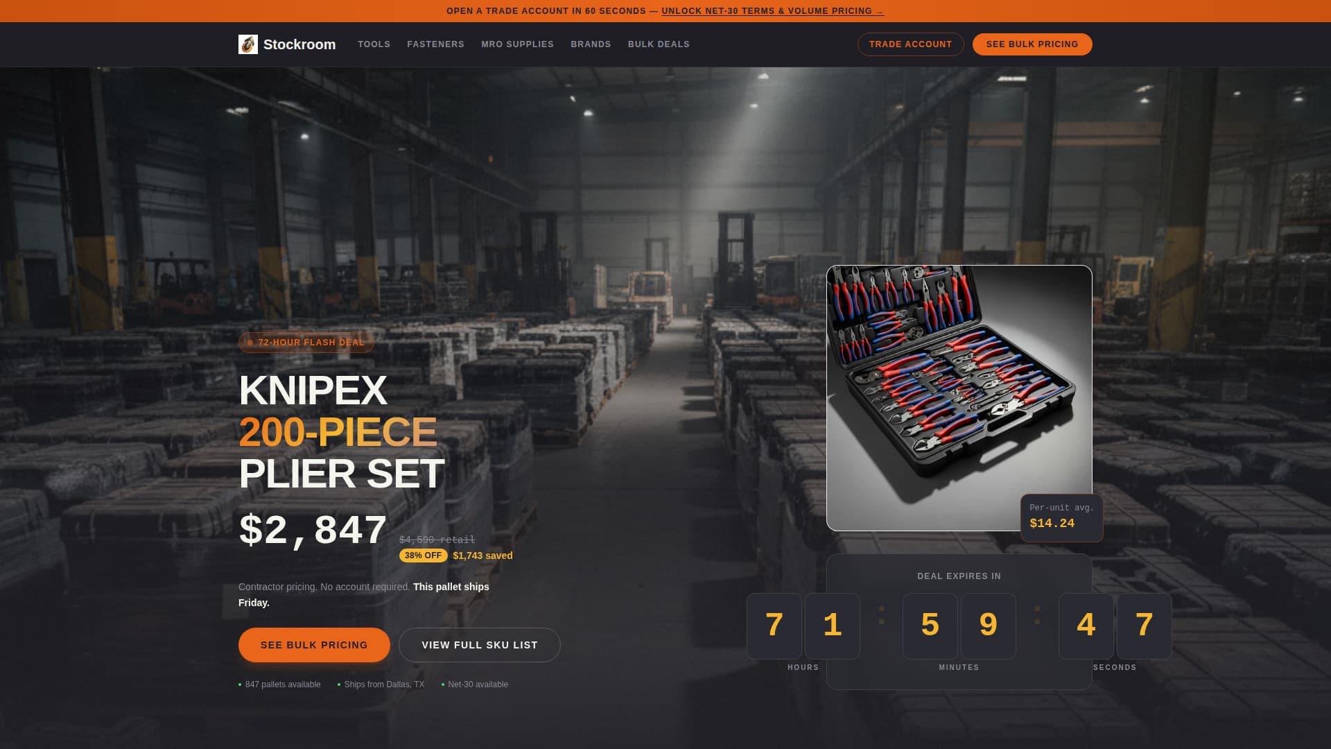 Stockroom - Bold Hardware Landing Page Template