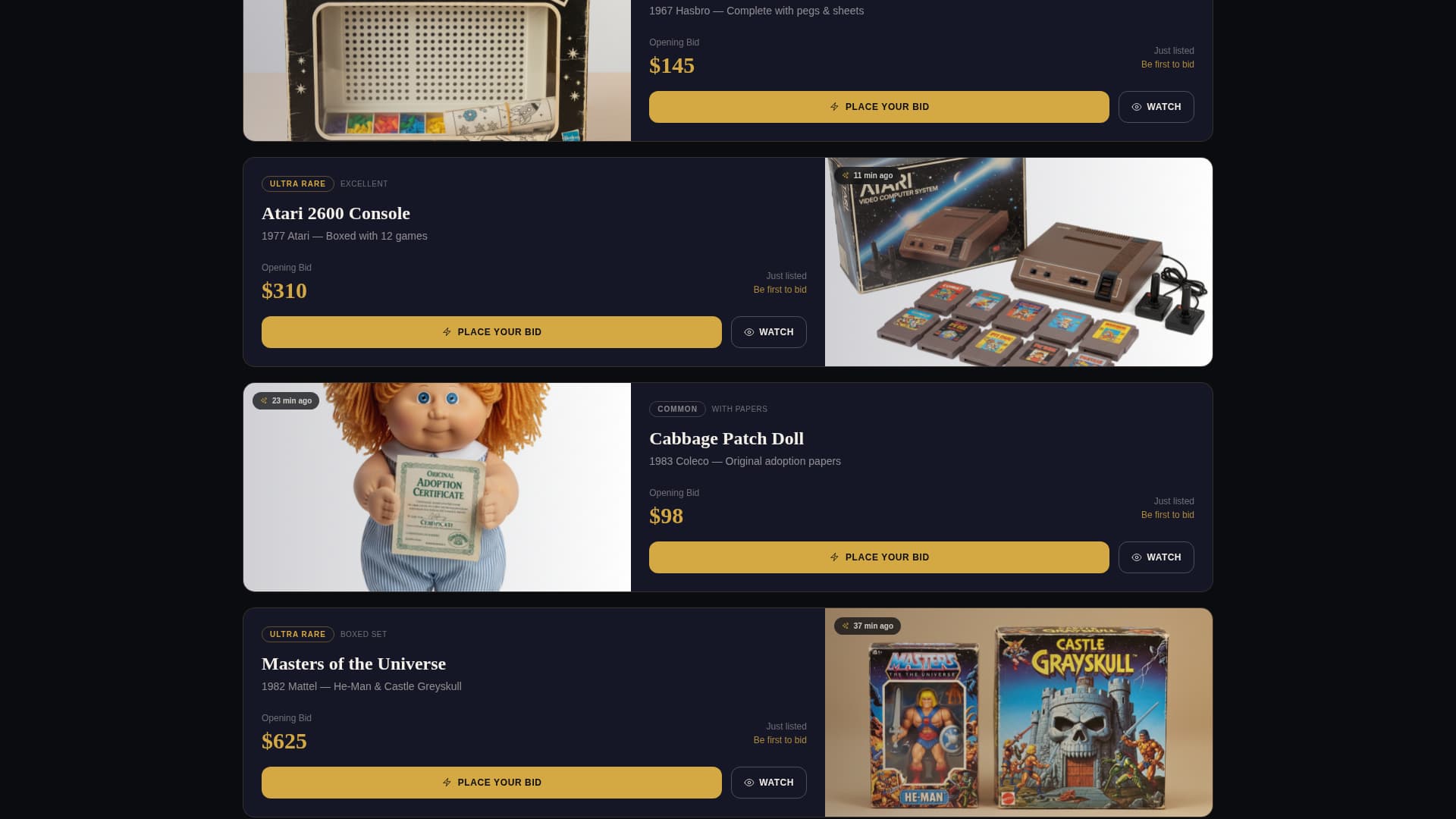 Bid - Rare Collectibles Landing Page Template