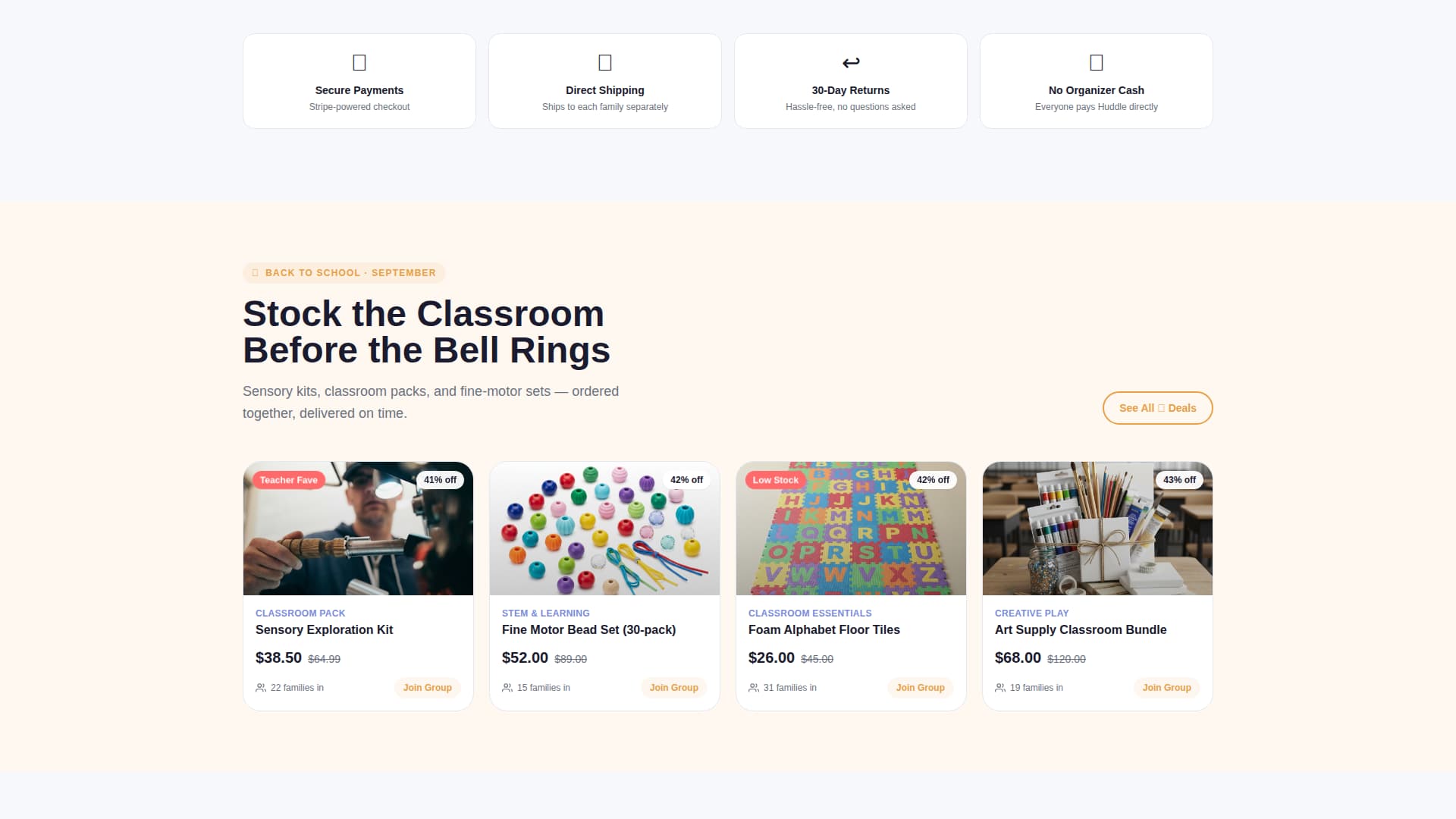 Huddle - Wholesale Toys Landing Page Template