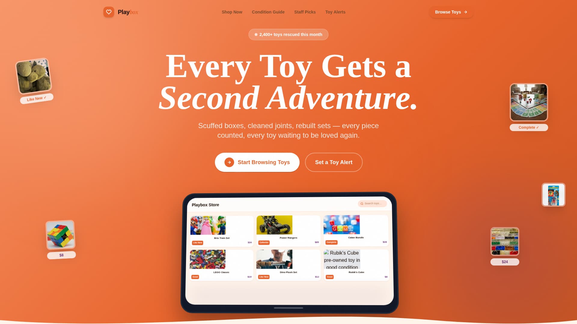 Playbox - Nostalgic Toystore Landing Page Template