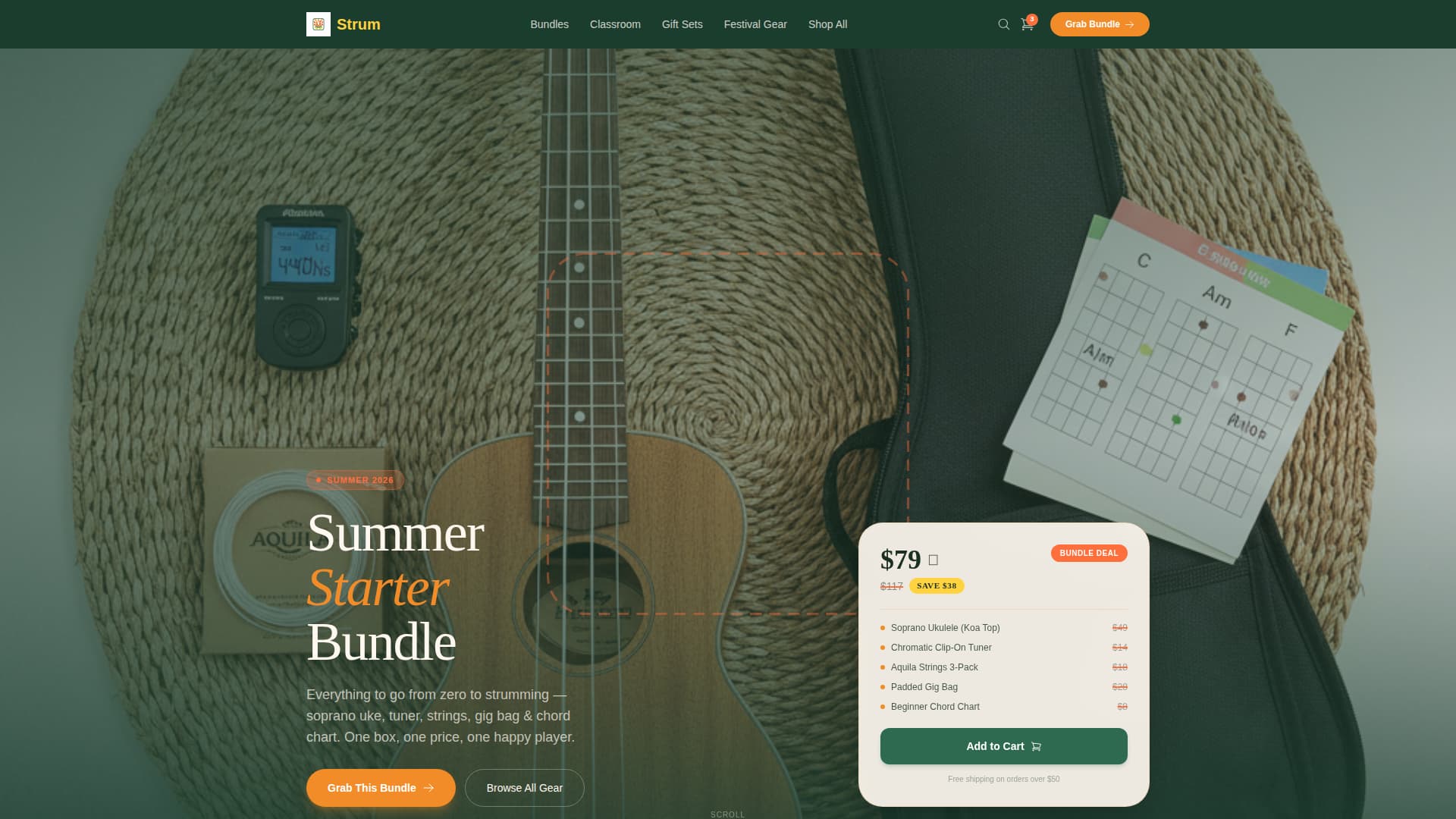 Strum - Vibrant Ukulele Landing Page Template