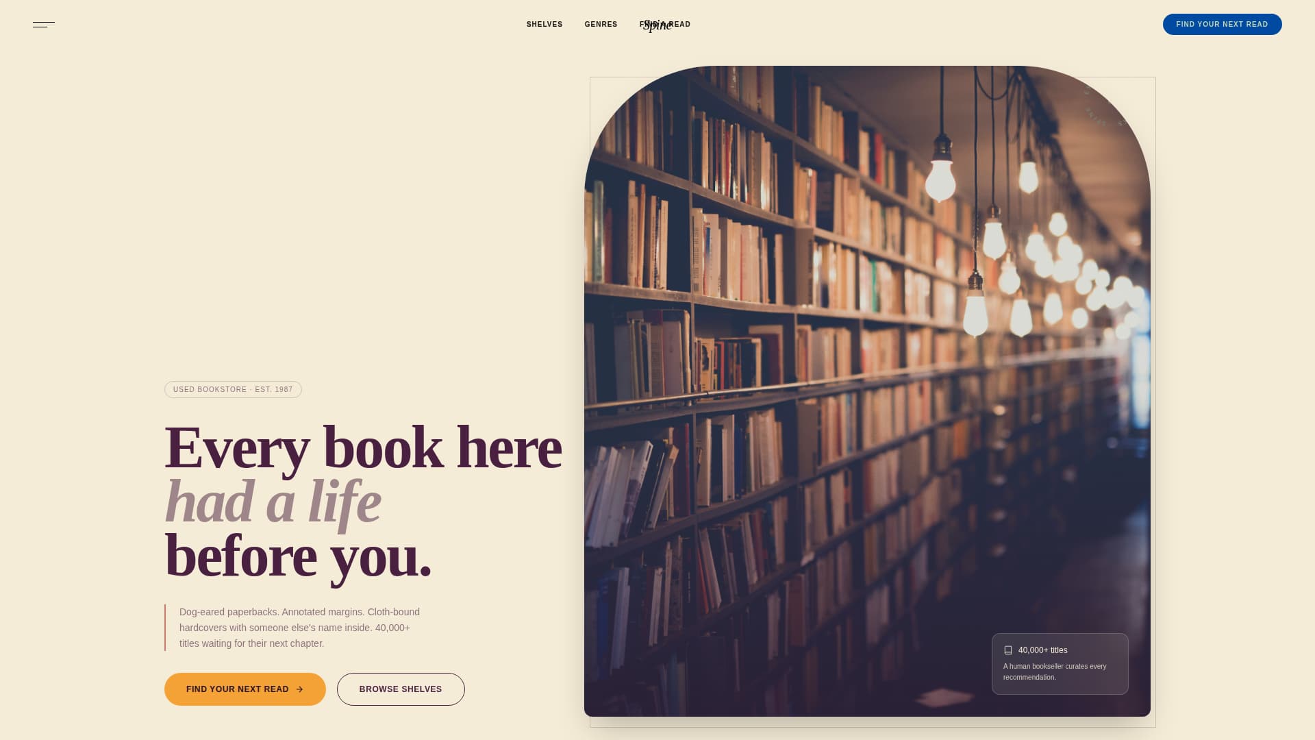 Spine - Charming Bookstore Landing Page Template