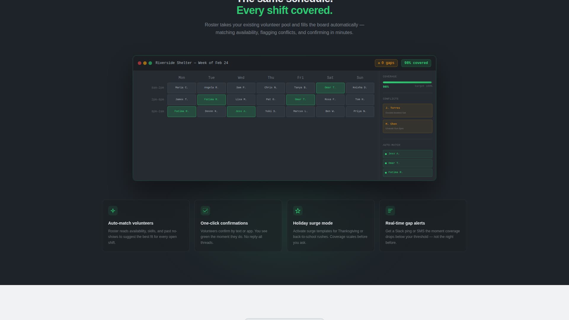 Roster - Powerful Nonprofit Landing Page Template
