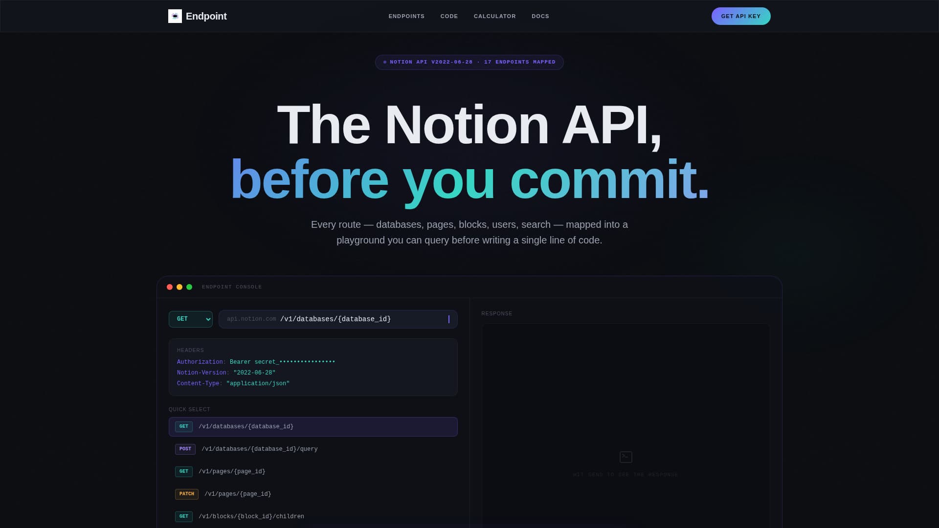 Endpoint - Interactive API Landing Page Template
