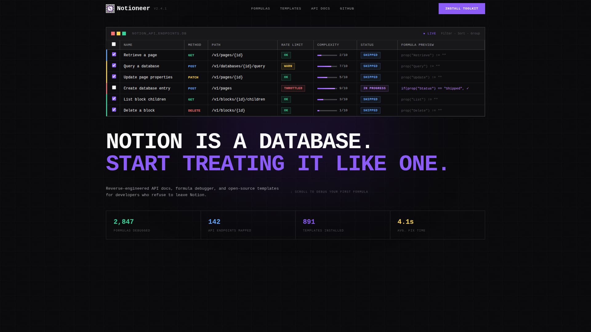 Notioneer - Powerful Developer Landing Page Template