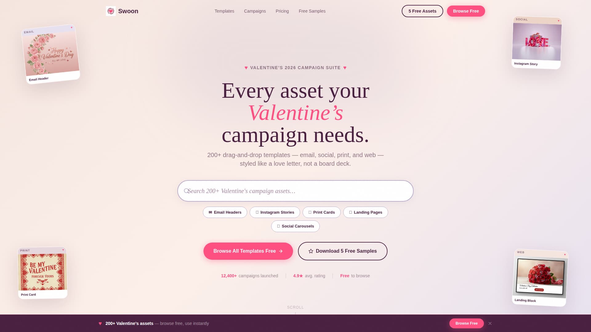 Swoon - Irresistible Valentines Landing Page Template