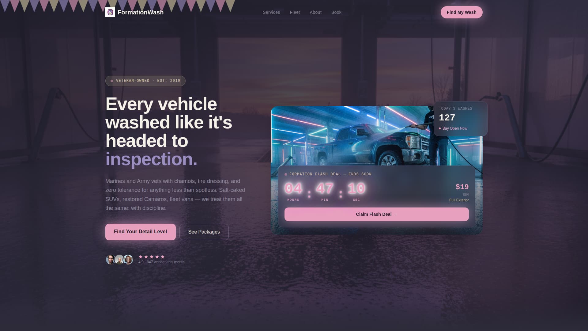 Formation - Veteran Carwash Landing Page Template