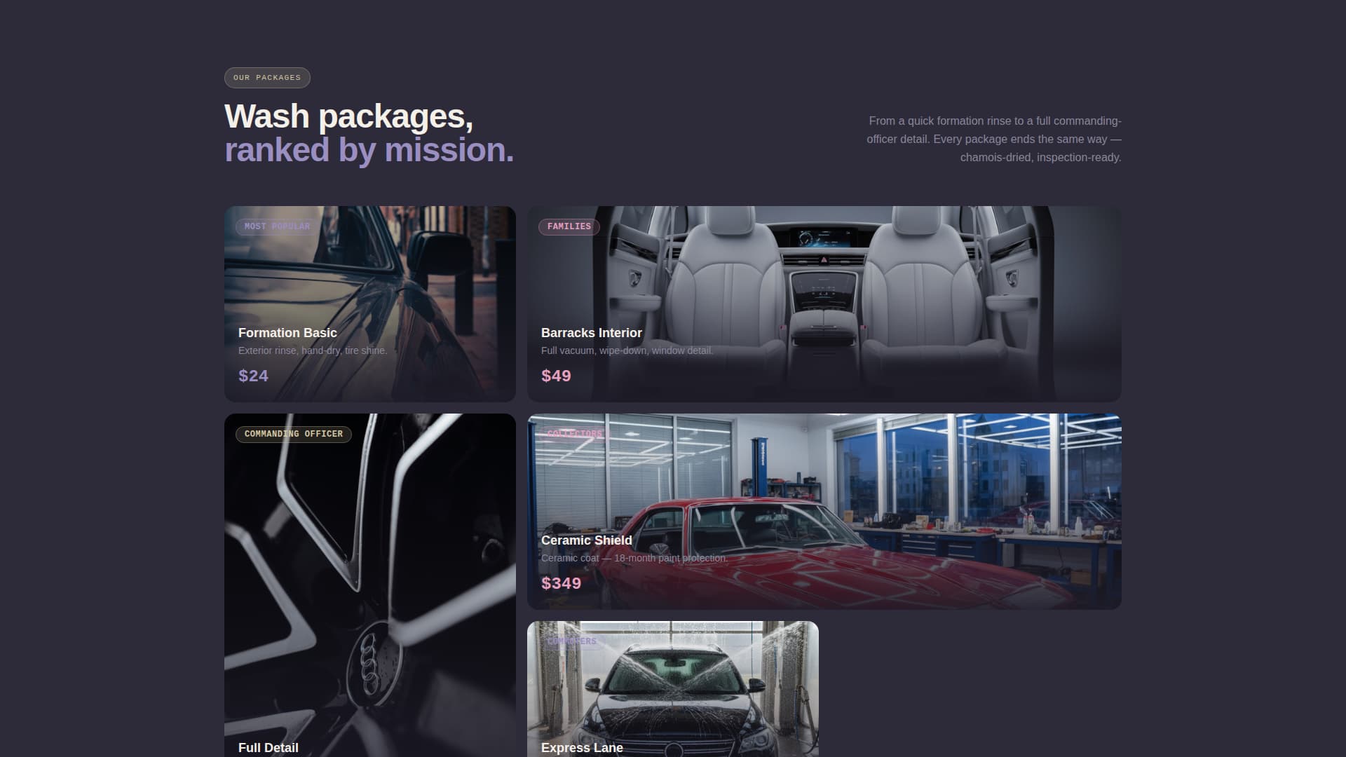 Formation - Veteran Carwash Landing Page Template