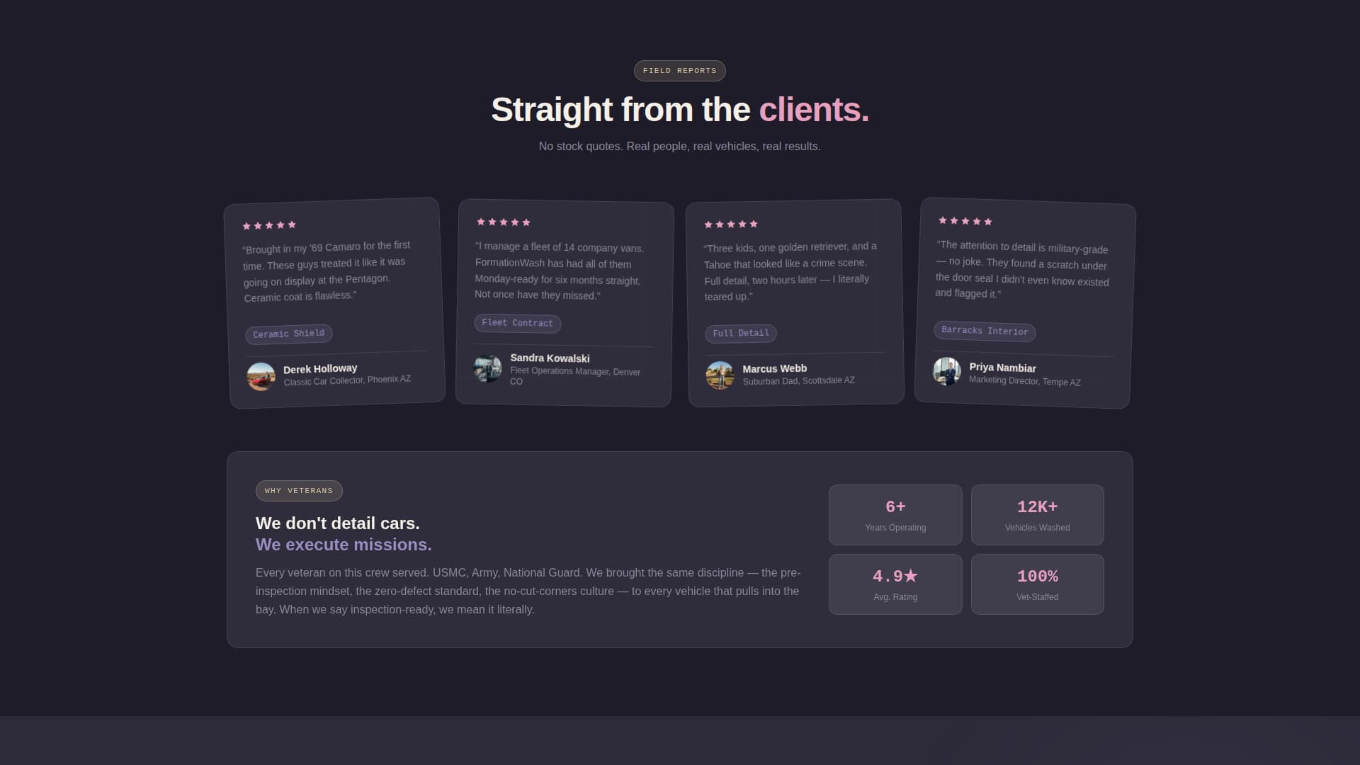 Formation - Veteran Carwash Landing Page Template