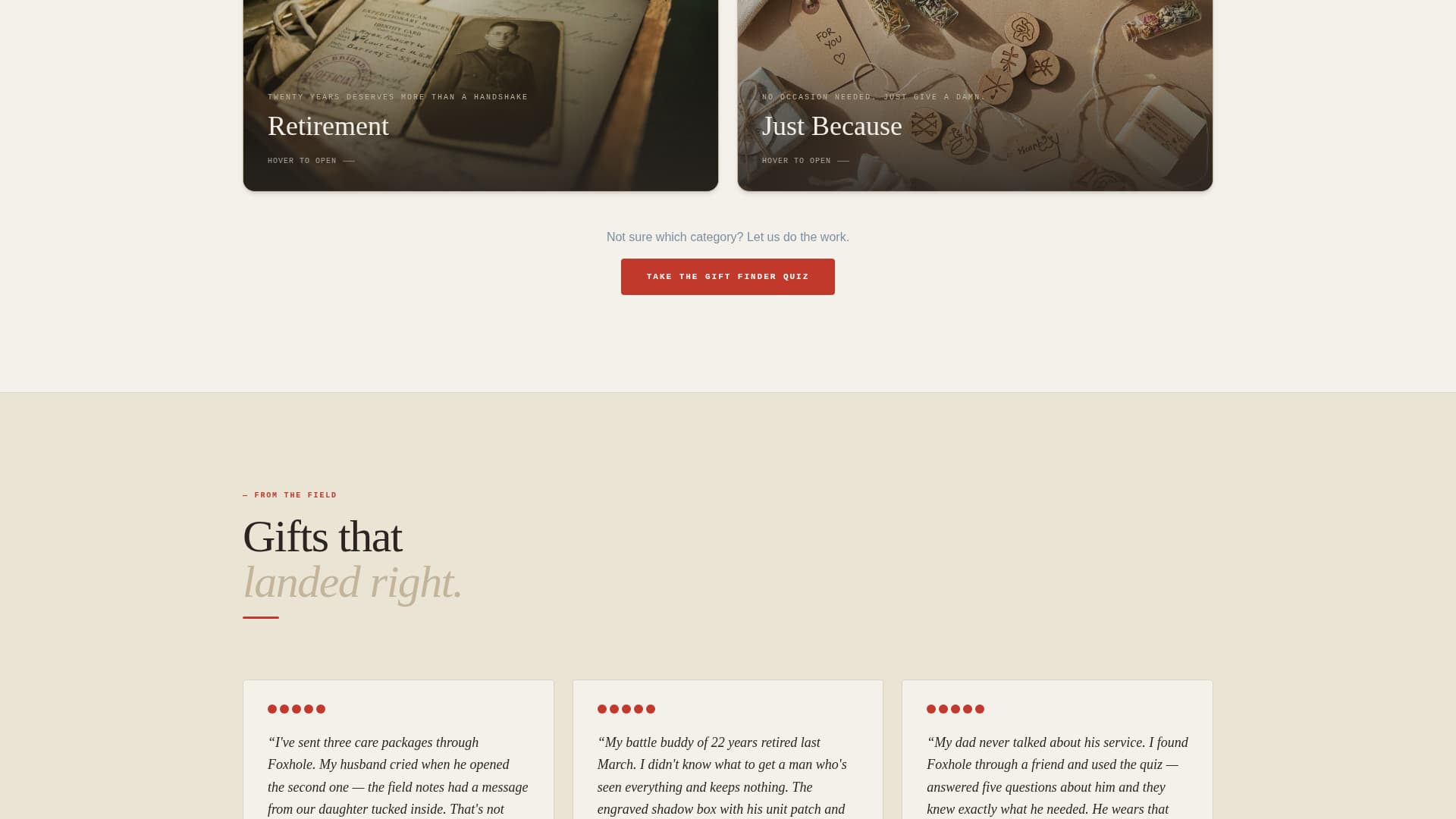 Foxhole - Heartfelt Veterans Landing Page Template