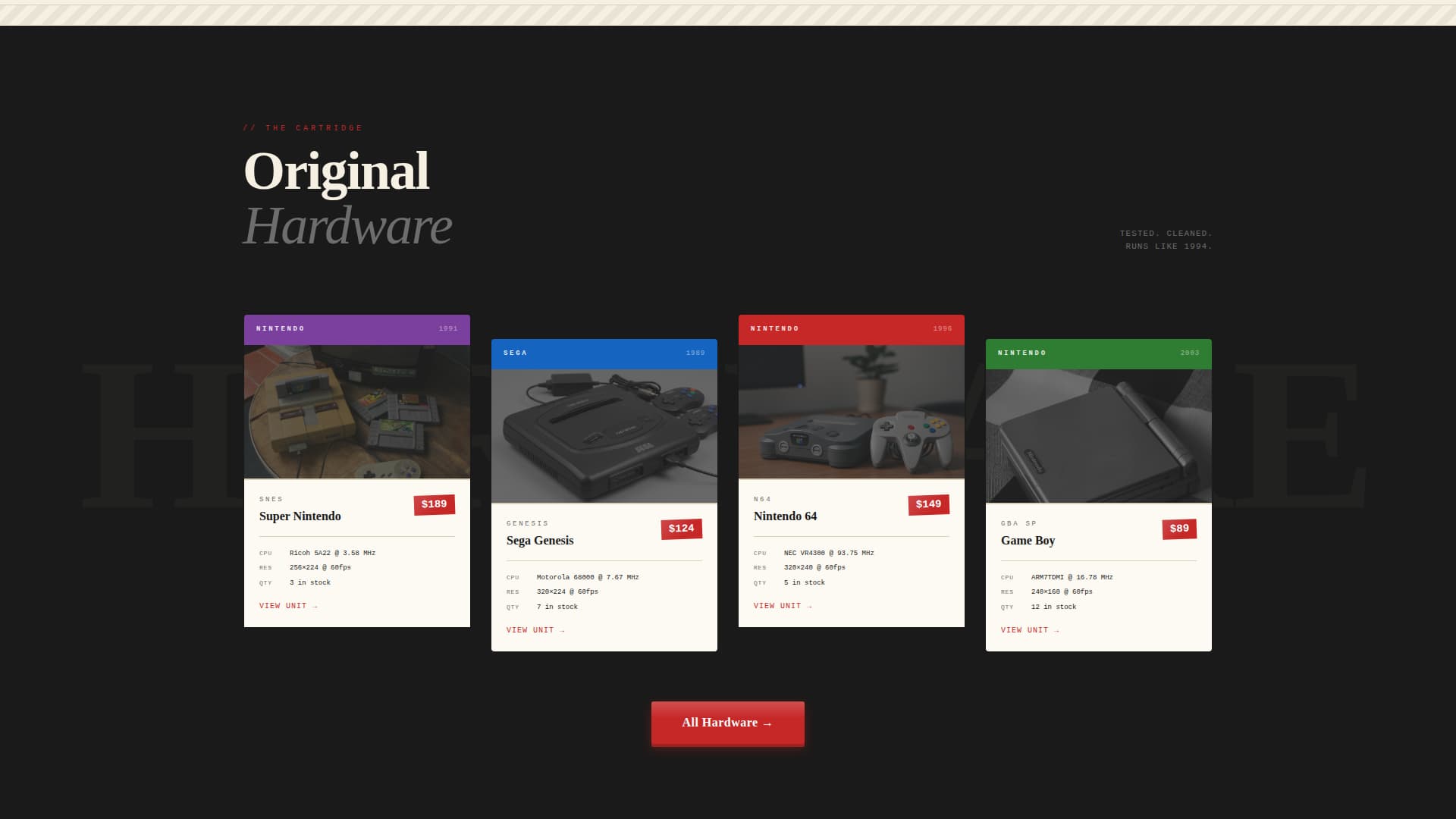 Cartridge - Nostalgic Collectibles Landing Page Template