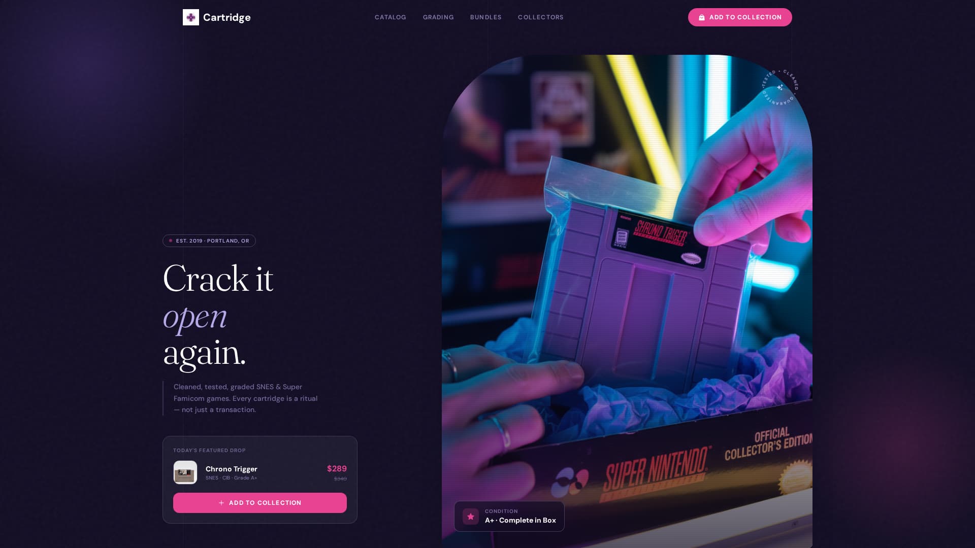 Cartridge - Nostalgic Retro Landing Page Template