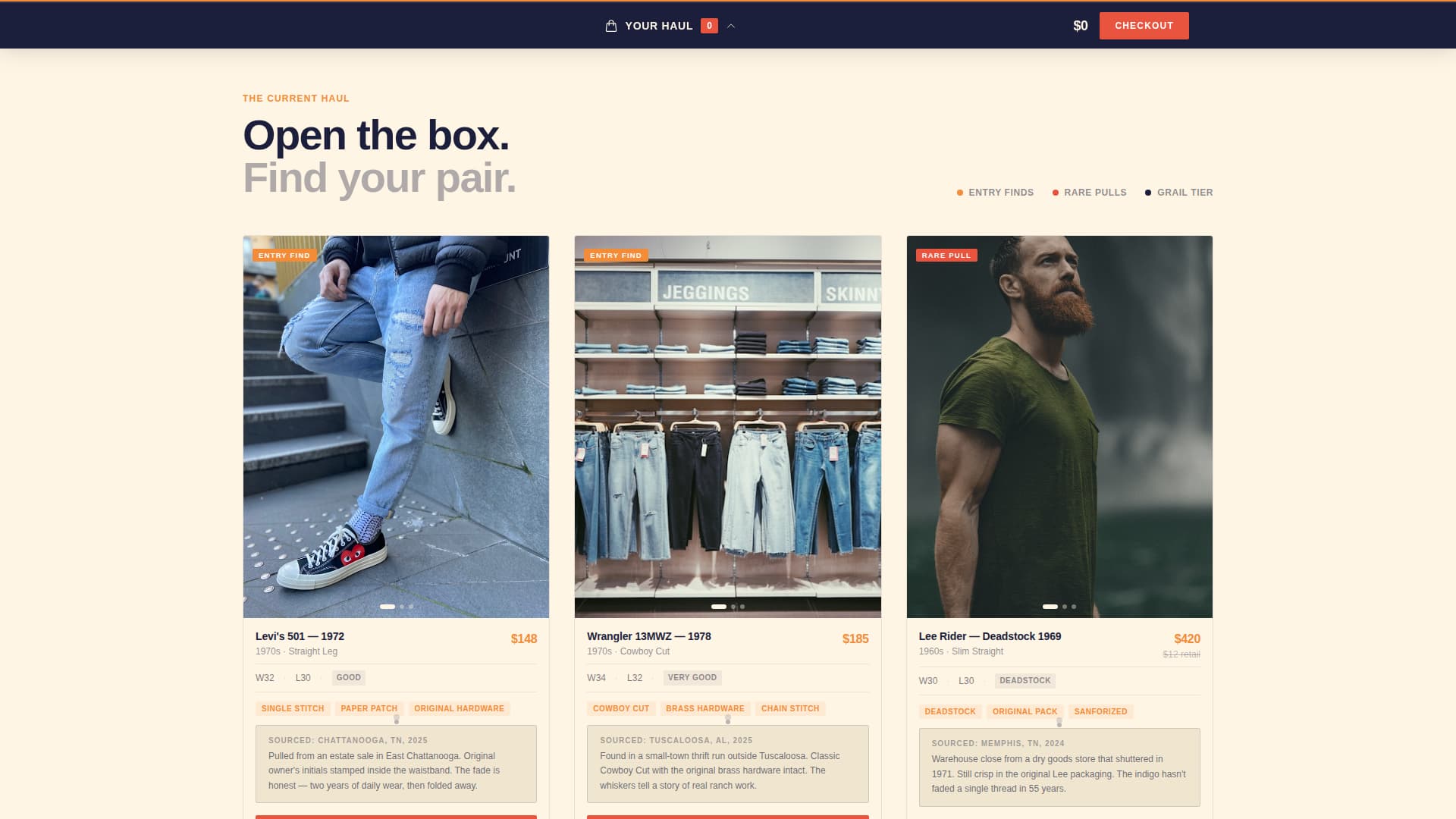 Selvage - Retro Denim Landing Page Template