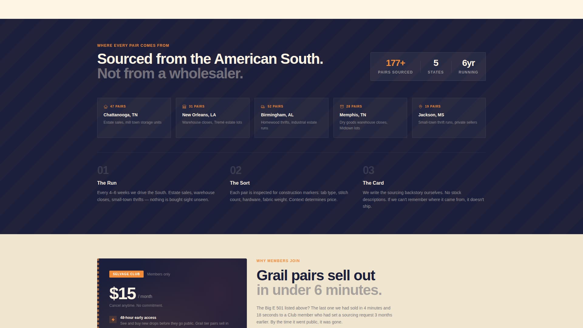 Selvage - Retro Denim Landing Page Template