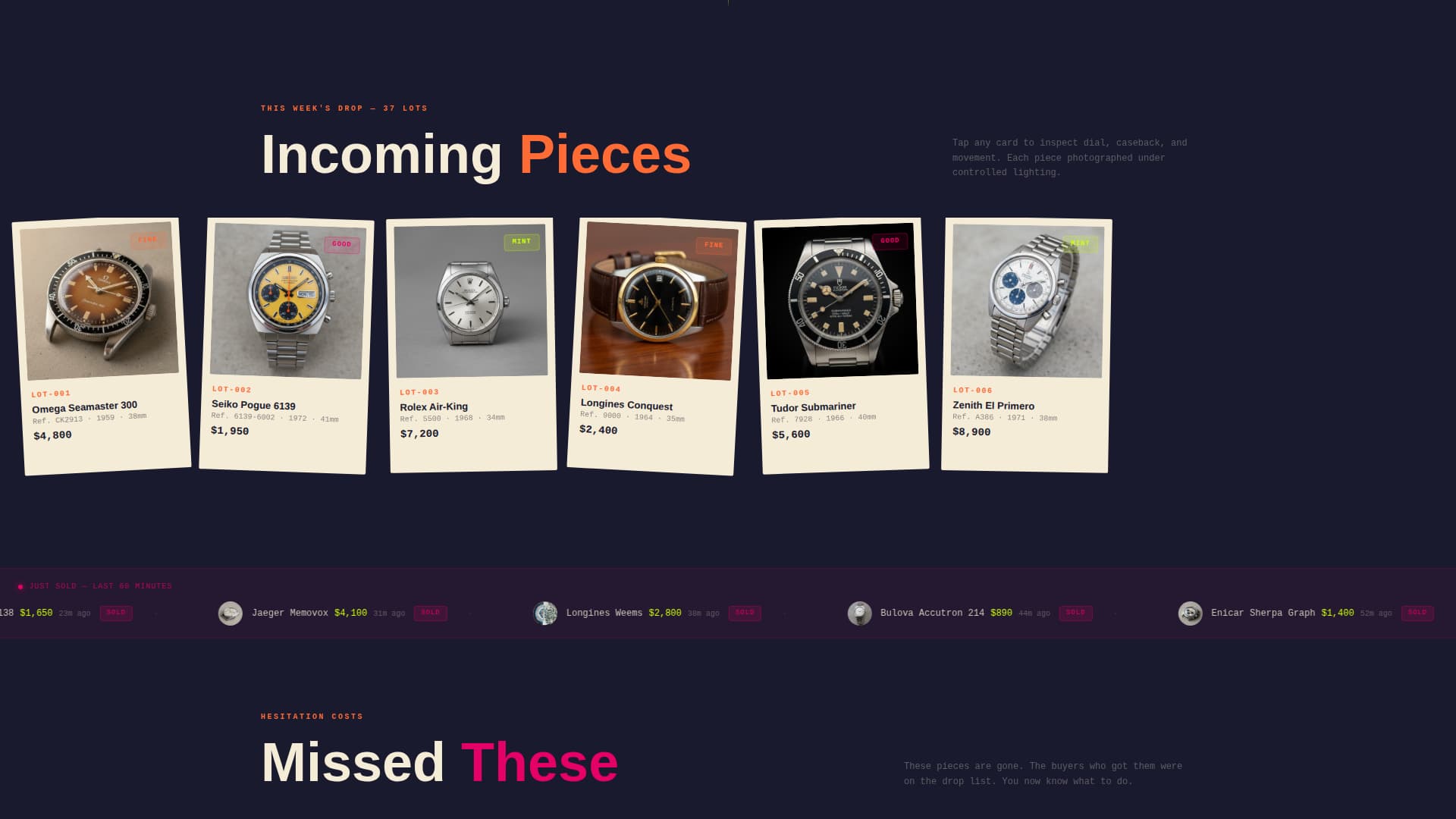 Tick - Rare Vintagewatch Landing Page Template