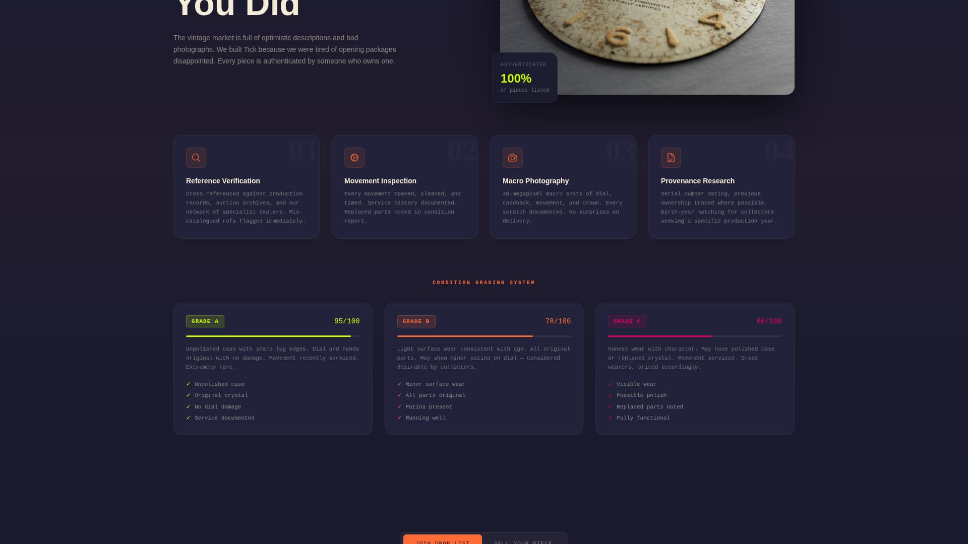 Tick - Rare Vintagewatch Landing Page Template