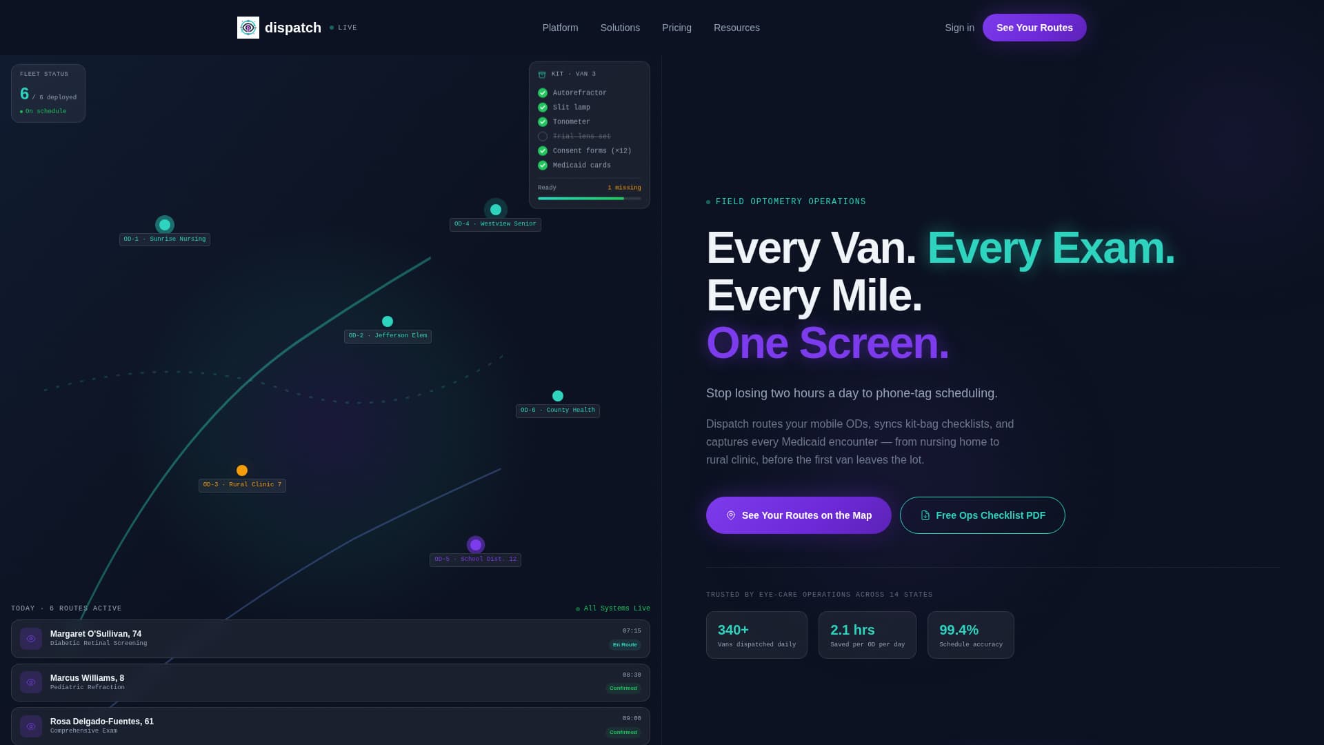 Dispatch - Powerful Optometry Landing Page Template