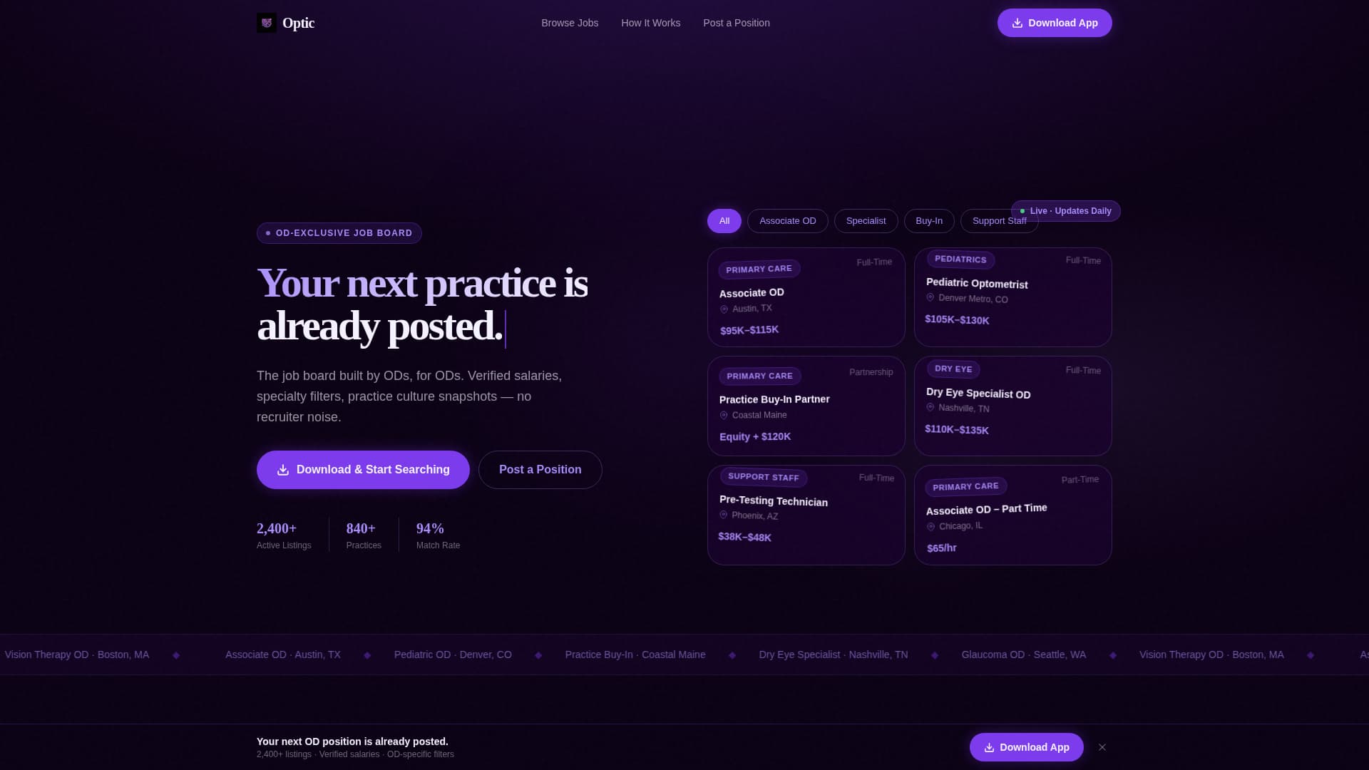 Optic - Dynamic Optometry Landing Page Template