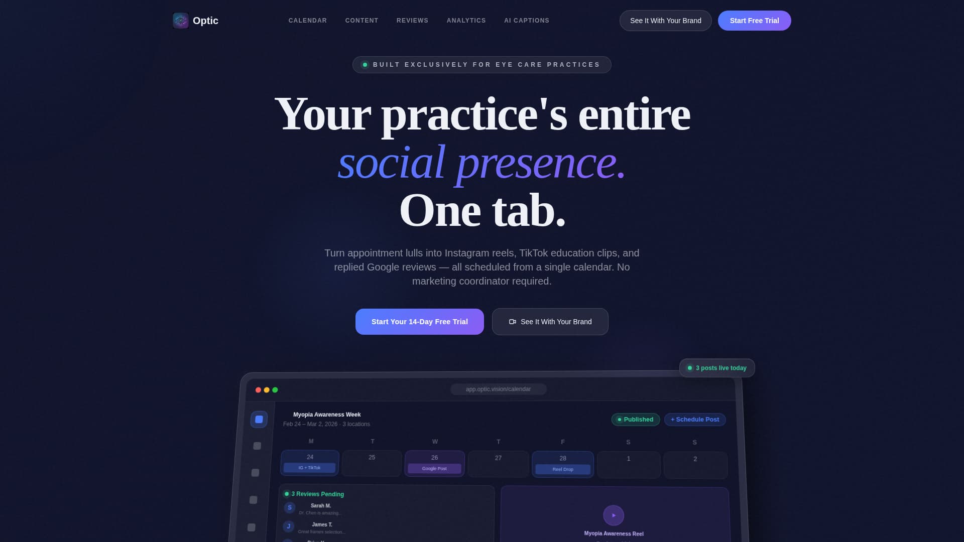 Vision — Elite Optical Services Landing Page Template