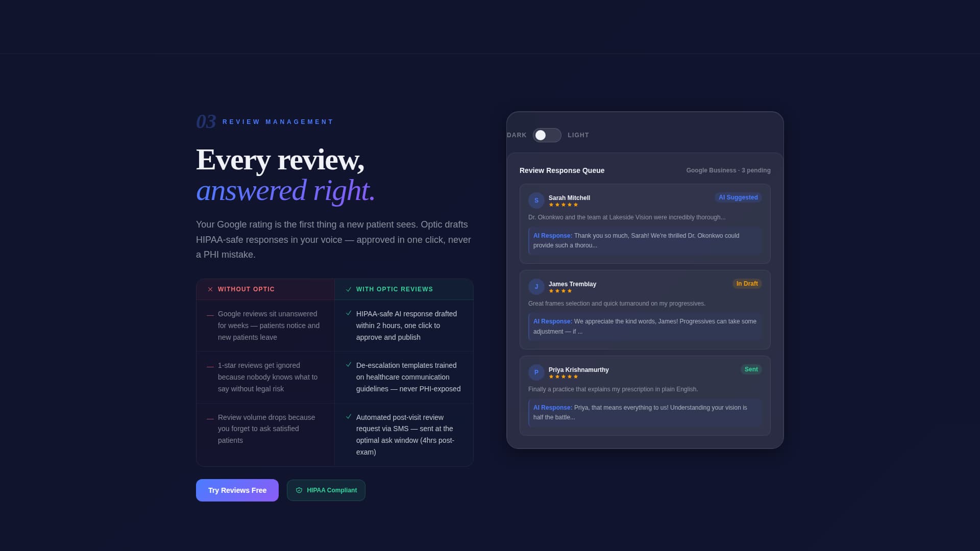 Vision — Elite Optical Services Landing Page Template