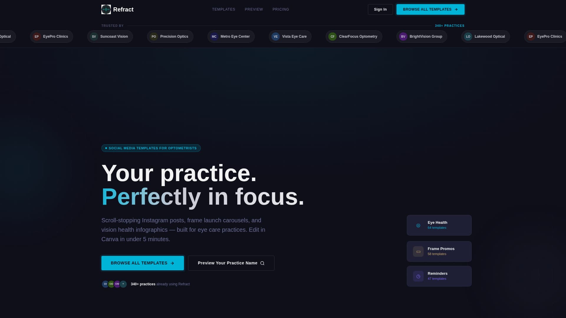 Refocus — Verified Pediatric Eye Care Landing Page Template
