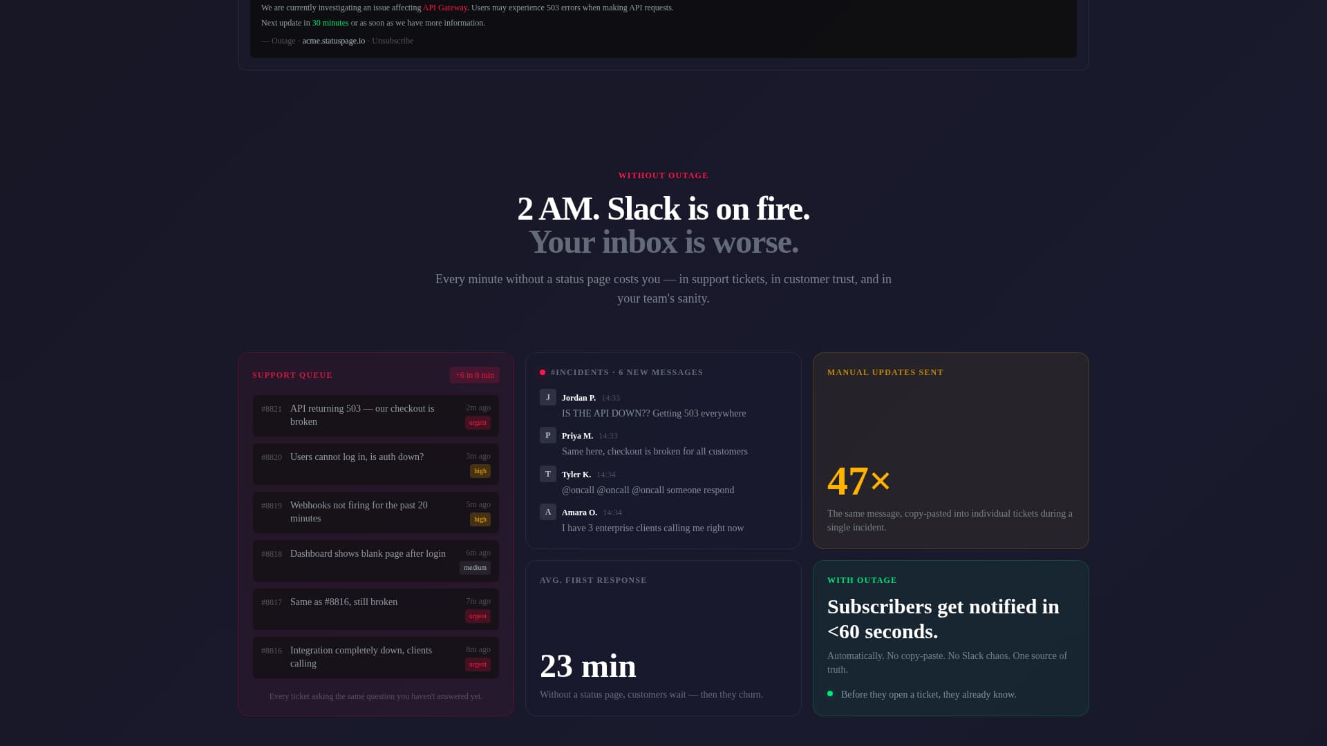 Outage - Powerful Status Landing Page Template