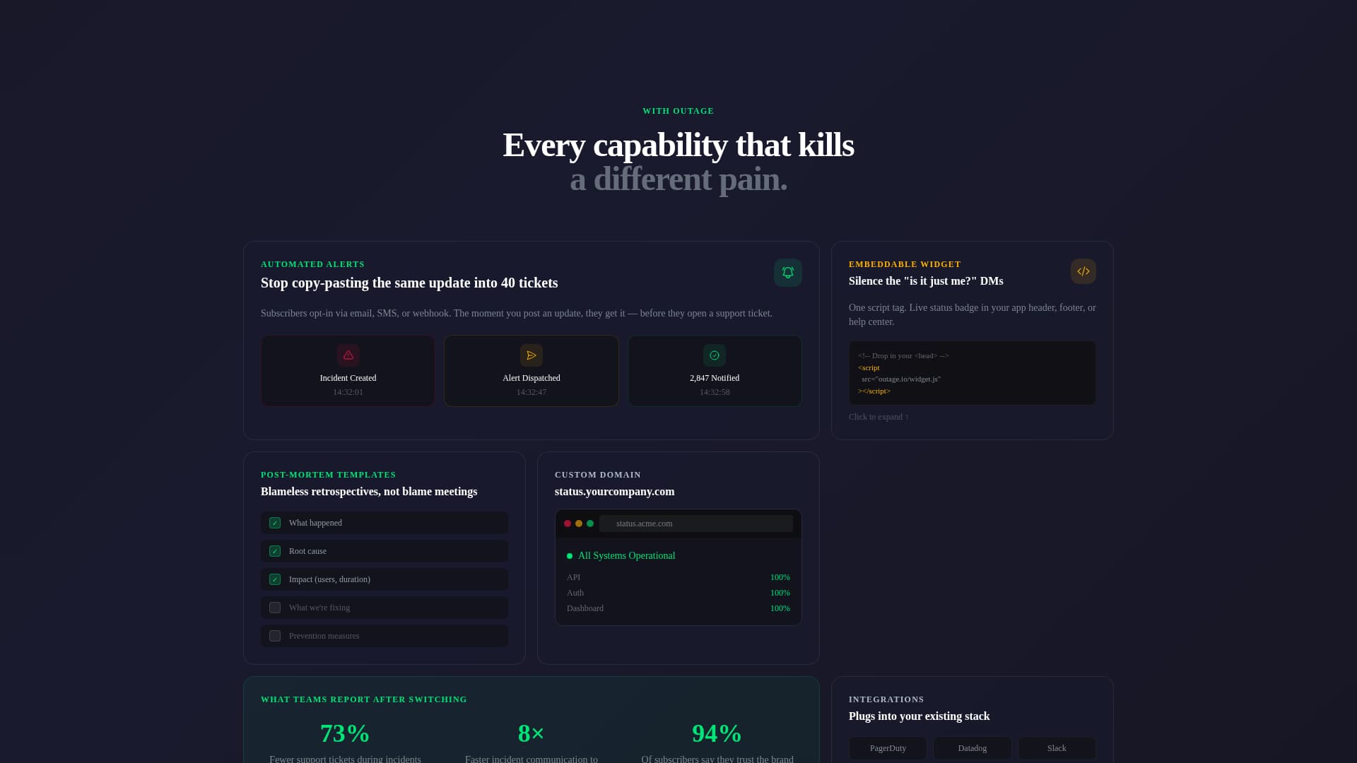 Outage - Powerful Status Landing Page Template