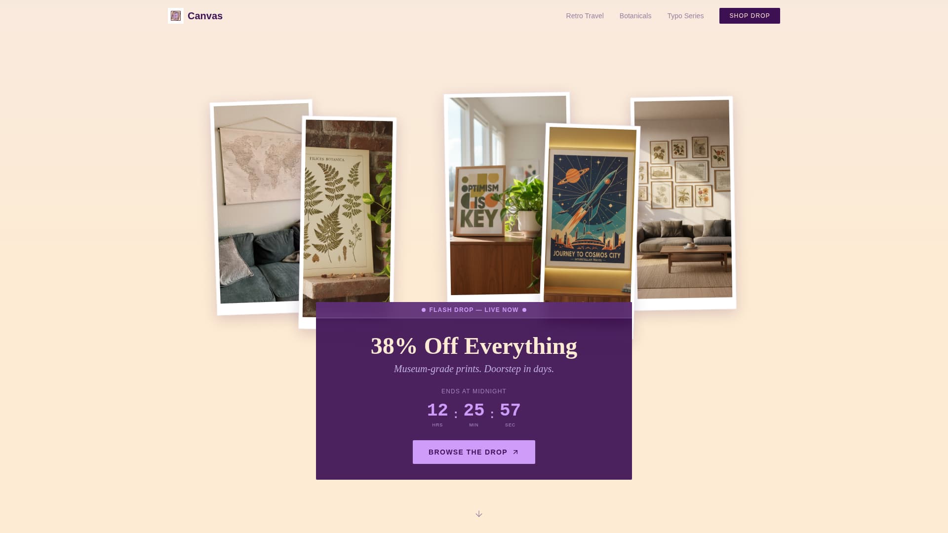 Canvas - Vintage Prints Landing Page Template