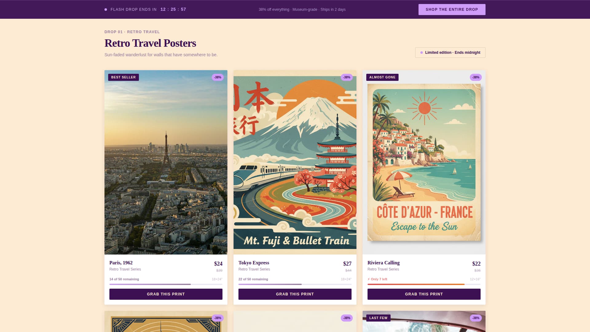 Canvas - Vintage Prints Landing Page Template