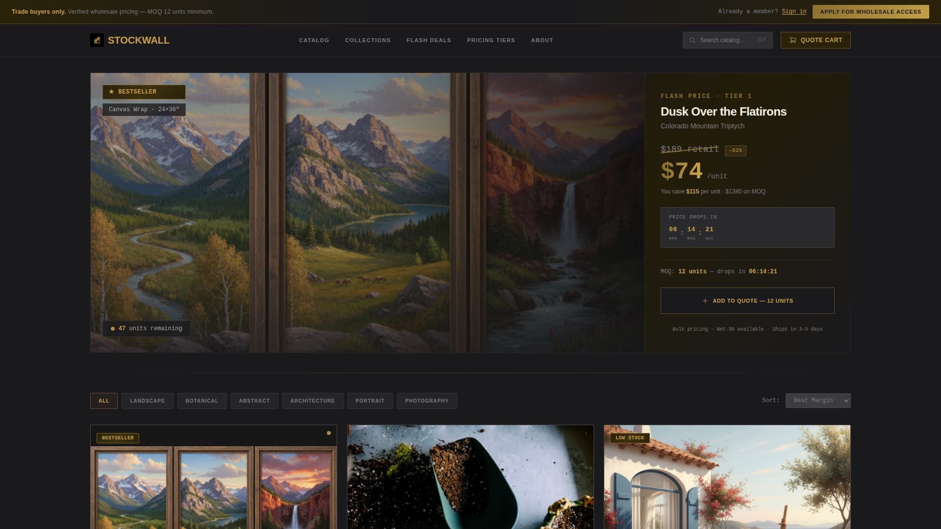 Stockwall - Wholesale Wallart Landing Page Template