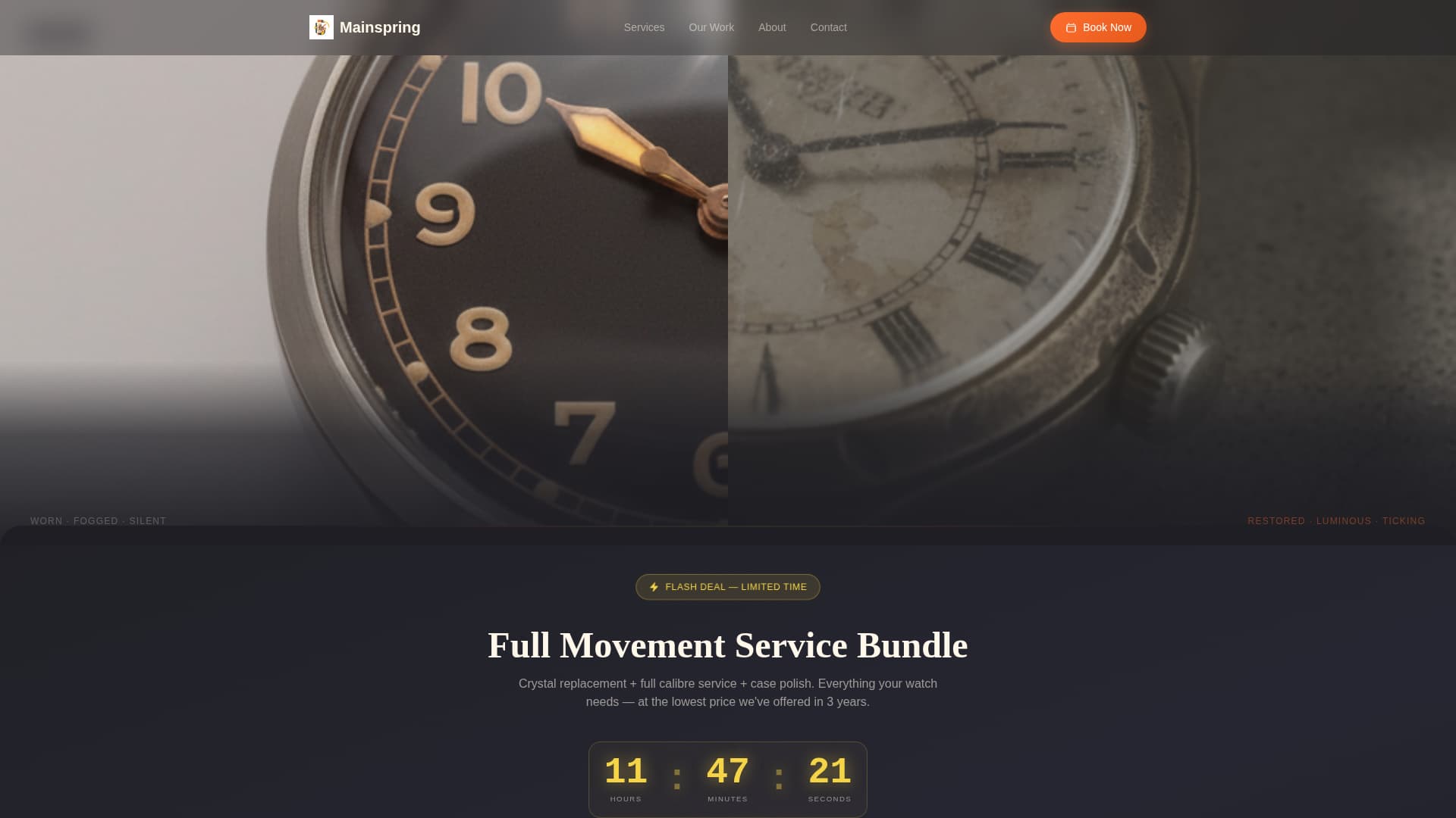 Mainspring - Bold Watchrepair Landing Page Template