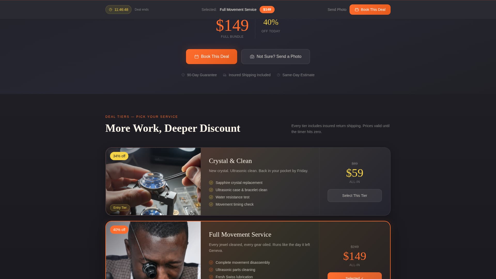 Mainspring - Bold Watchrepair Landing Page Template