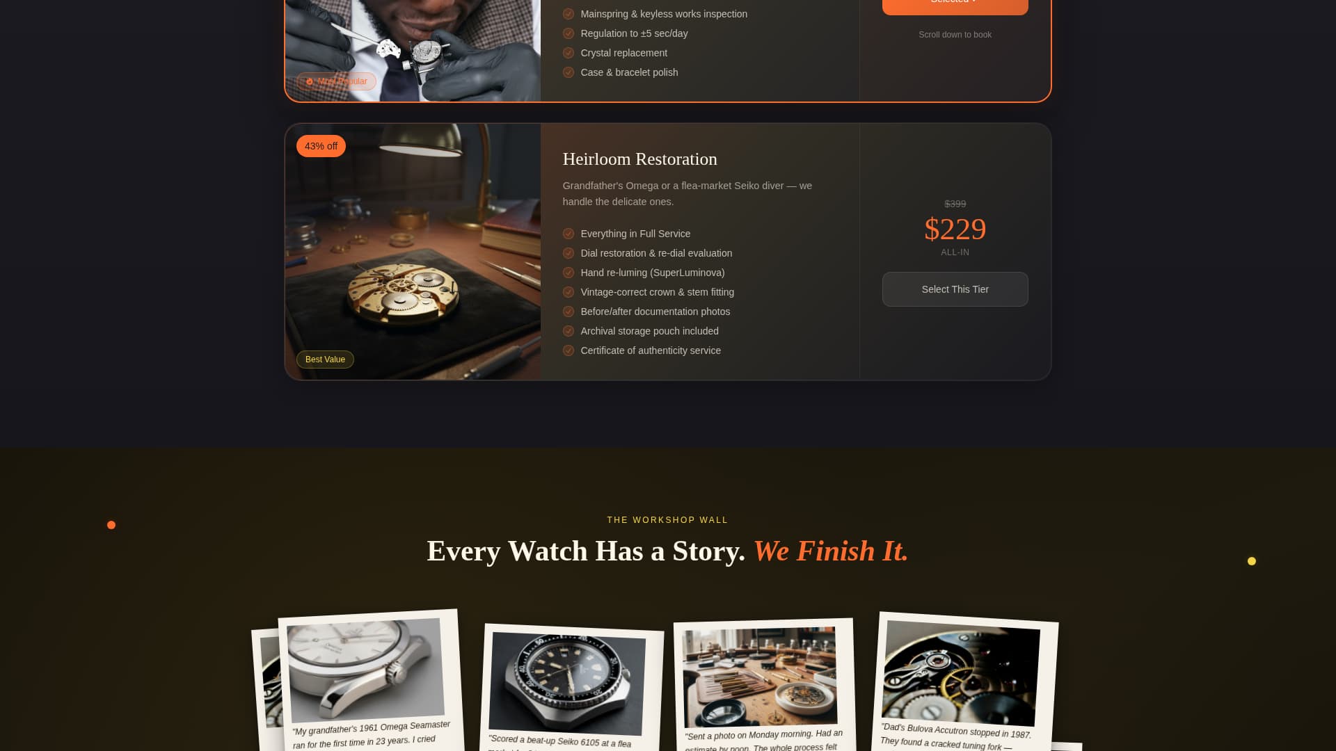 Mainspring - Bold Watchrepair Landing Page Template