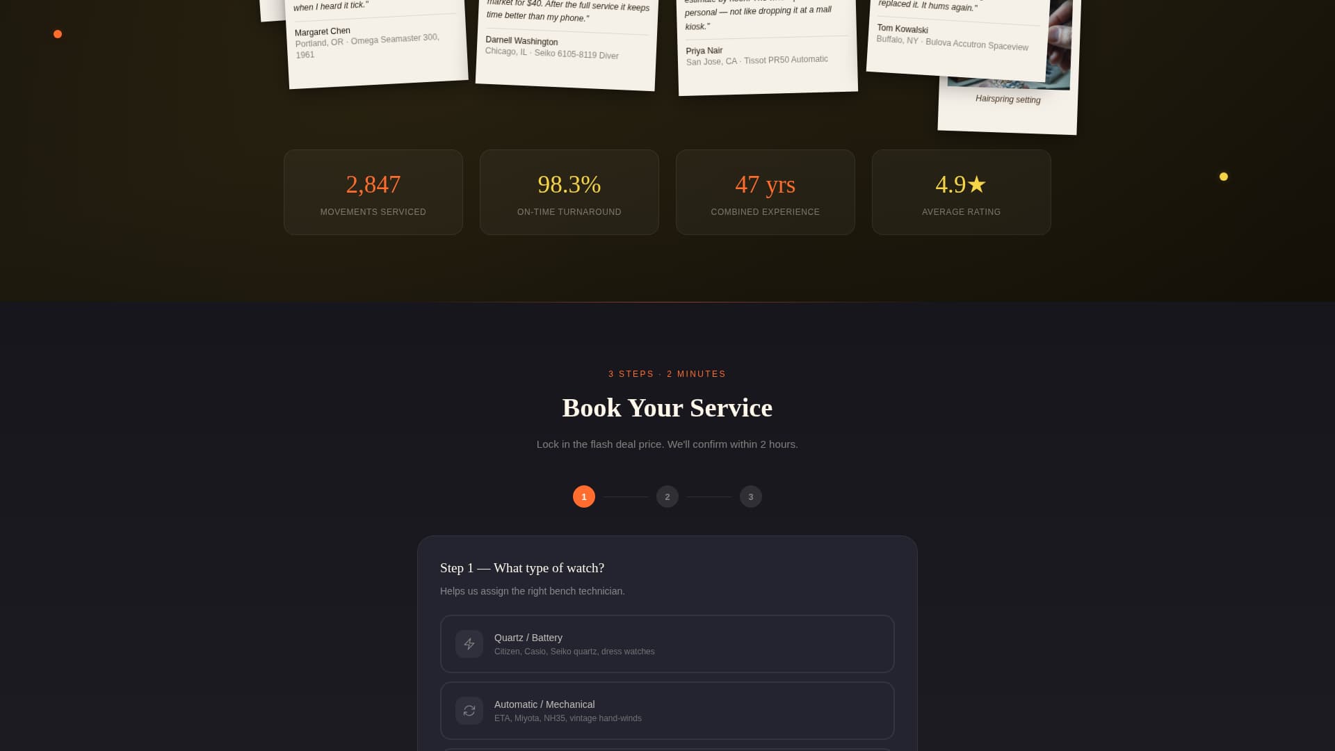 Mainspring - Bold Watchrepair Landing Page Template