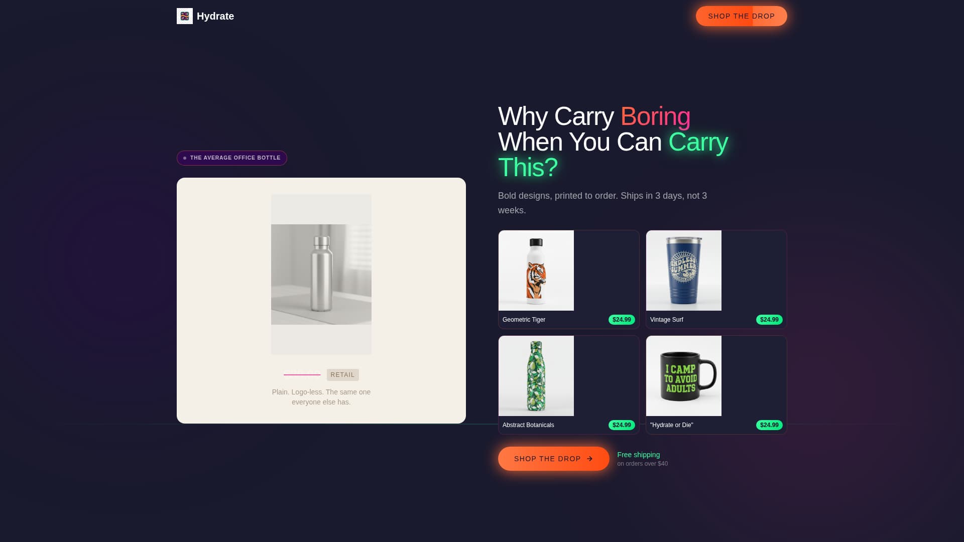 Vessel — Premium Beverage Drinkware Landing Page Template