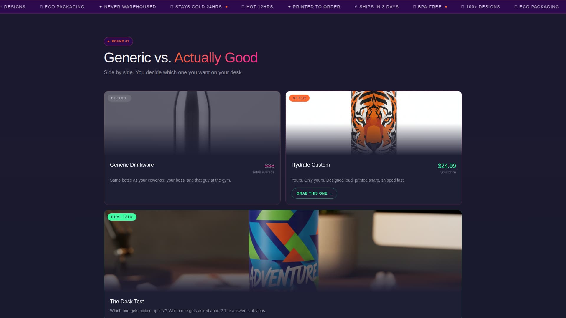 Vessel — Premium Beverage Drinkware Landing Page Template