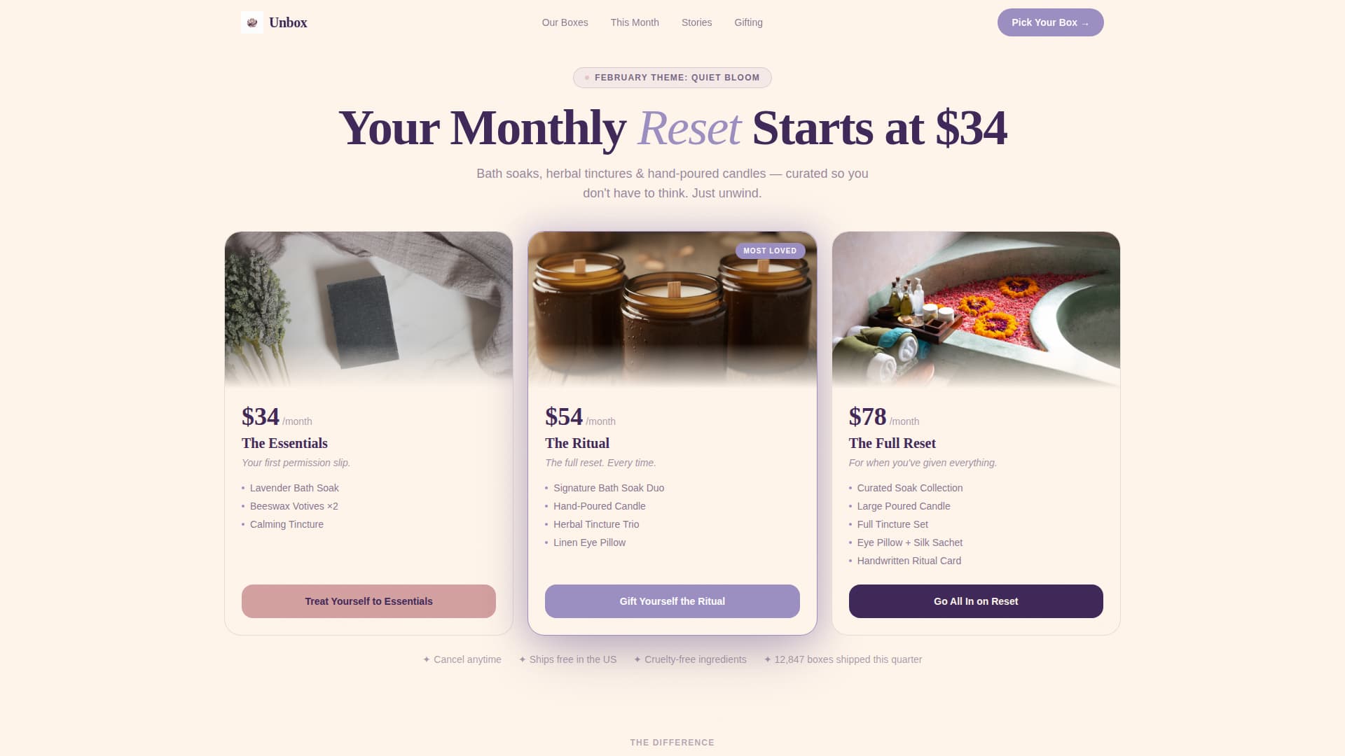 Unbox - Soothing Wellness Landing Page Template